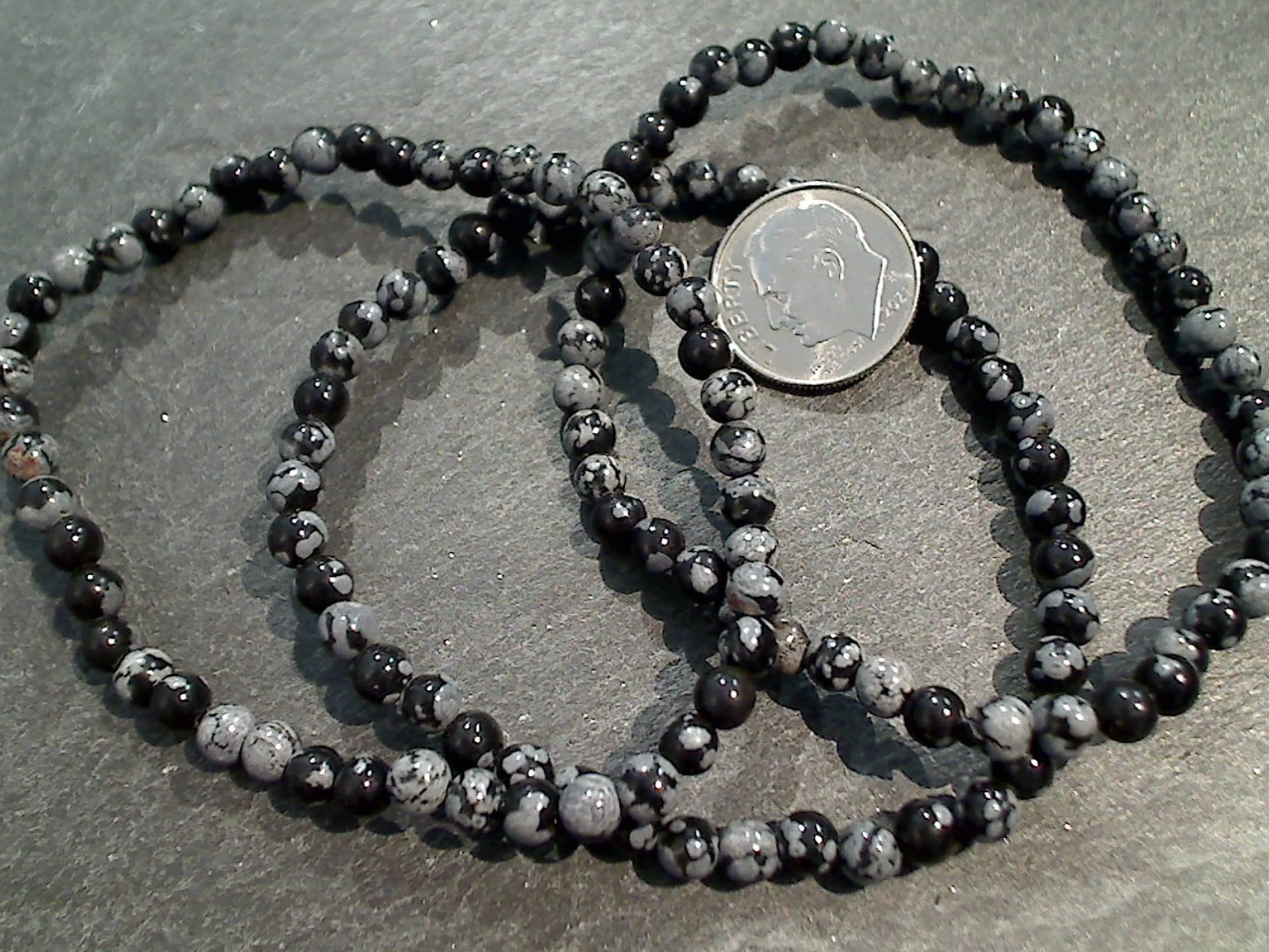 Snowflake Obsidian 4MM Stretch Bracelet