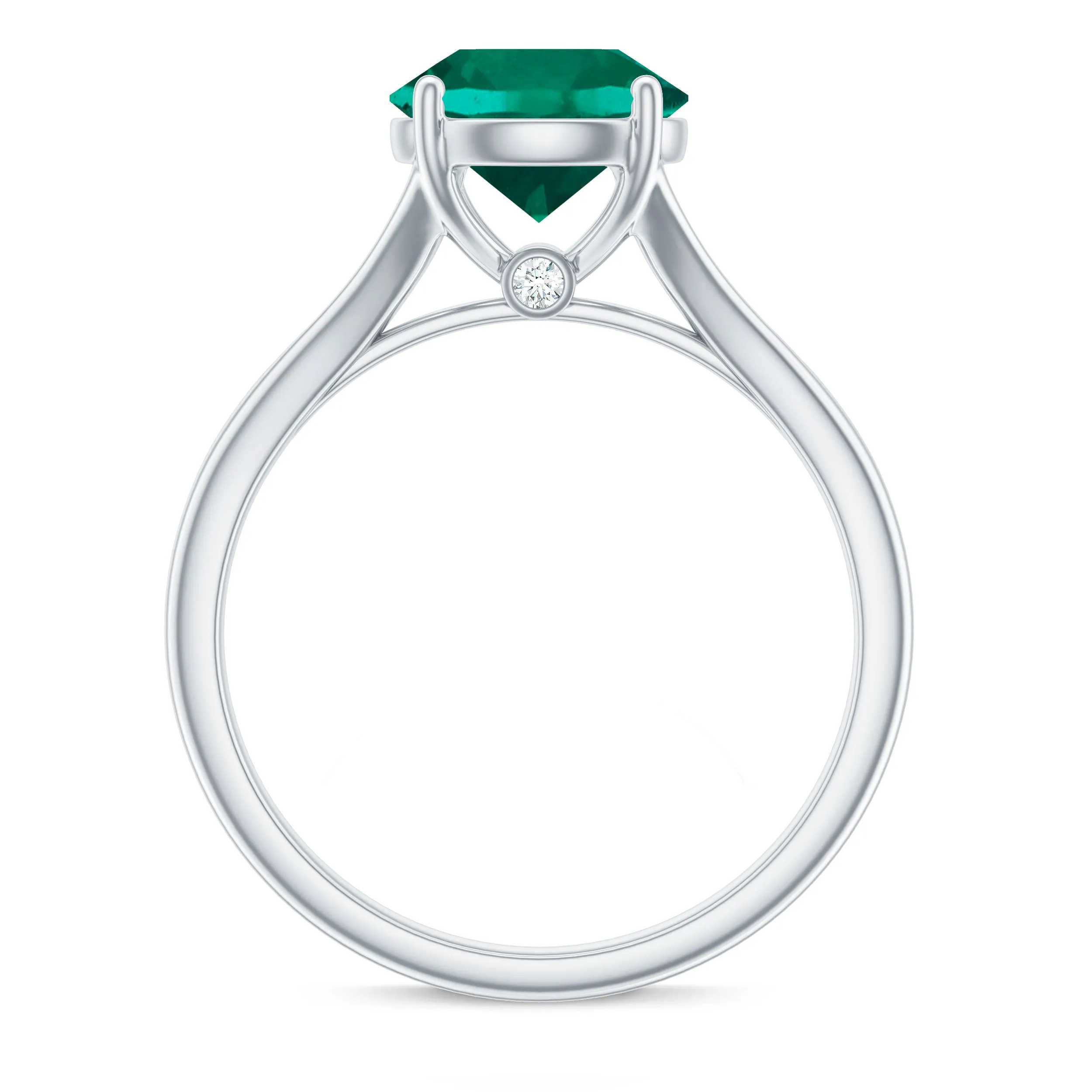 Solitaire Promise Ring with 2 CT Lab Created Emerald and Diamond
