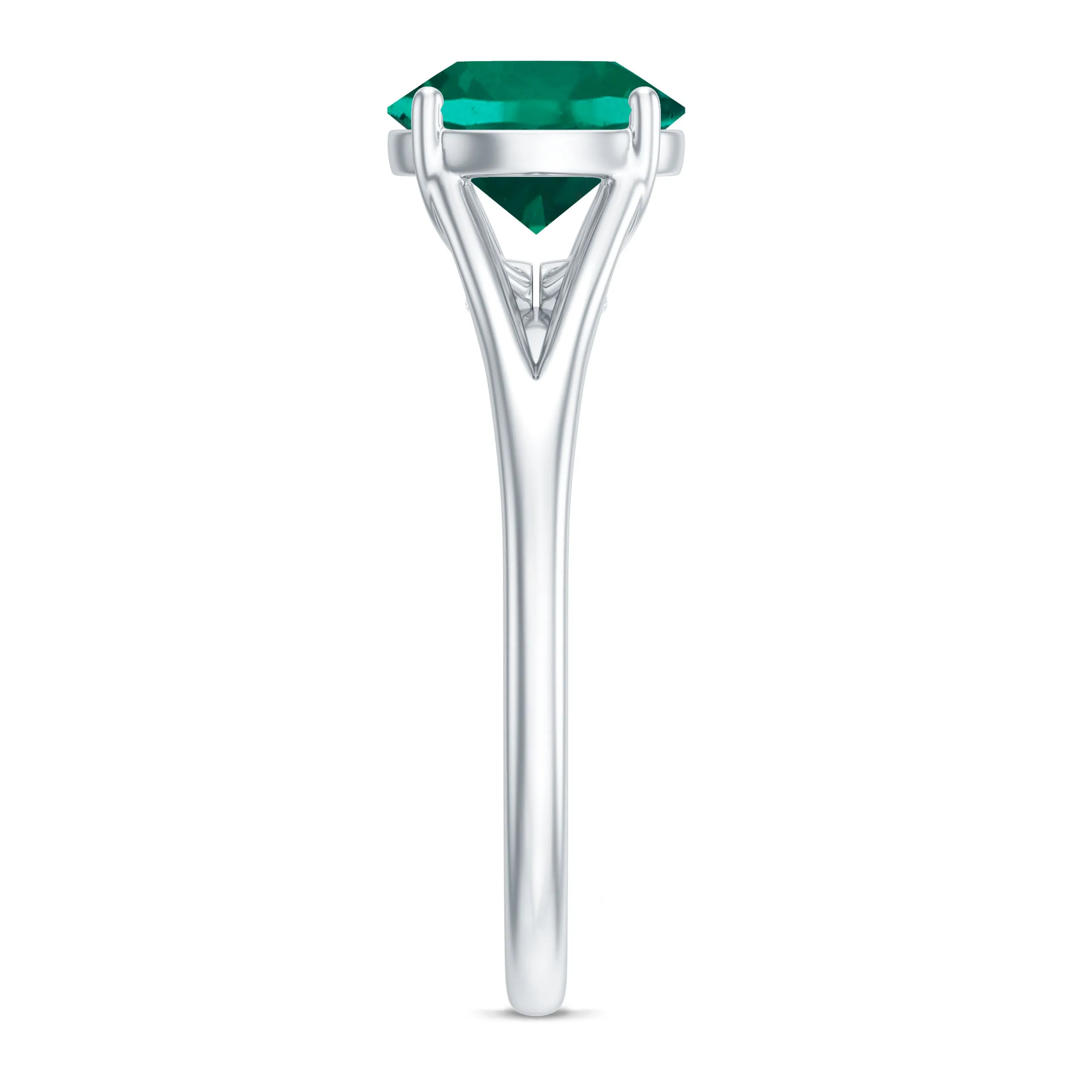 Solitaire Promise Ring with 2 CT Lab Created Emerald and Diamond