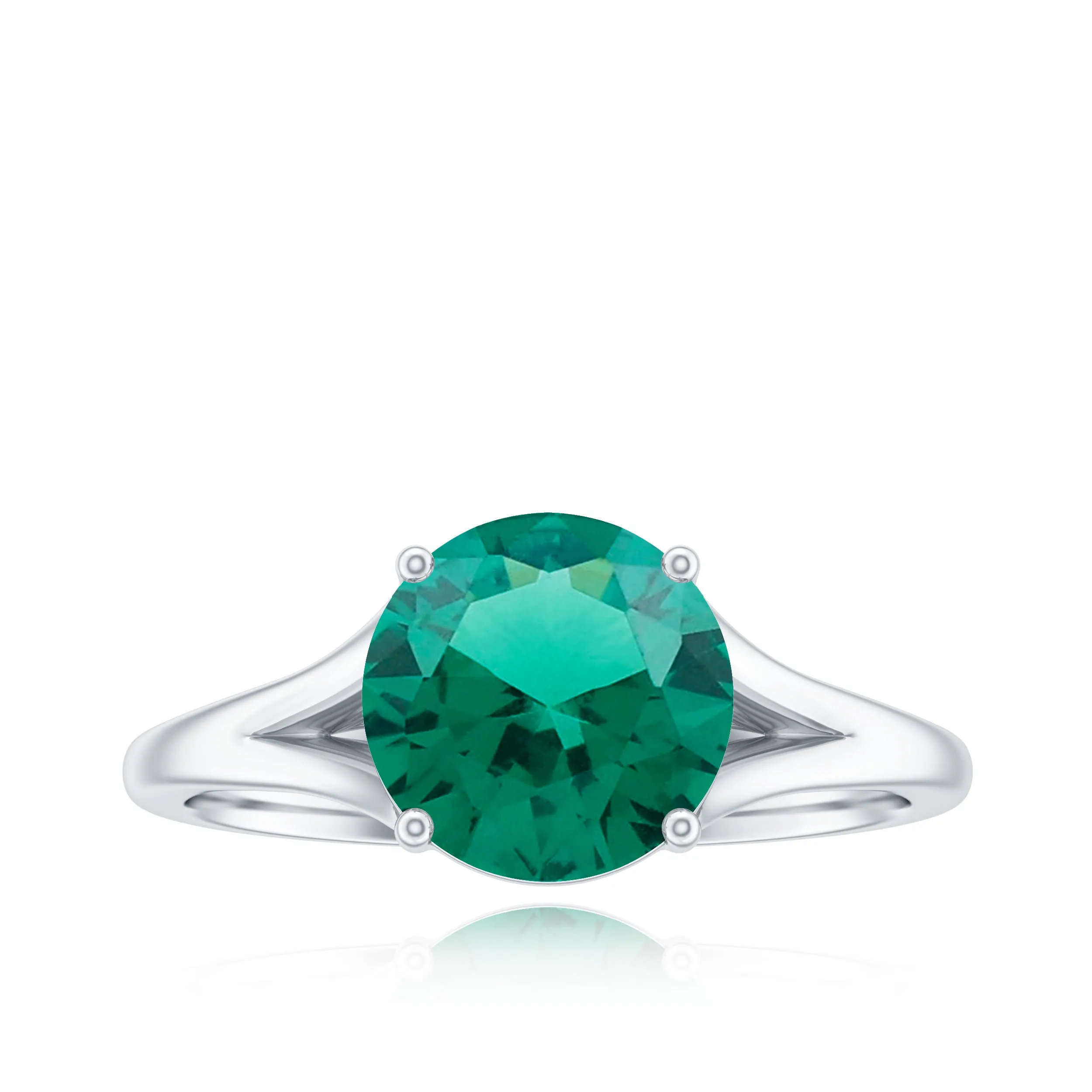 Solitaire Promise Ring with 2 CT Lab Created Emerald and Diamond
