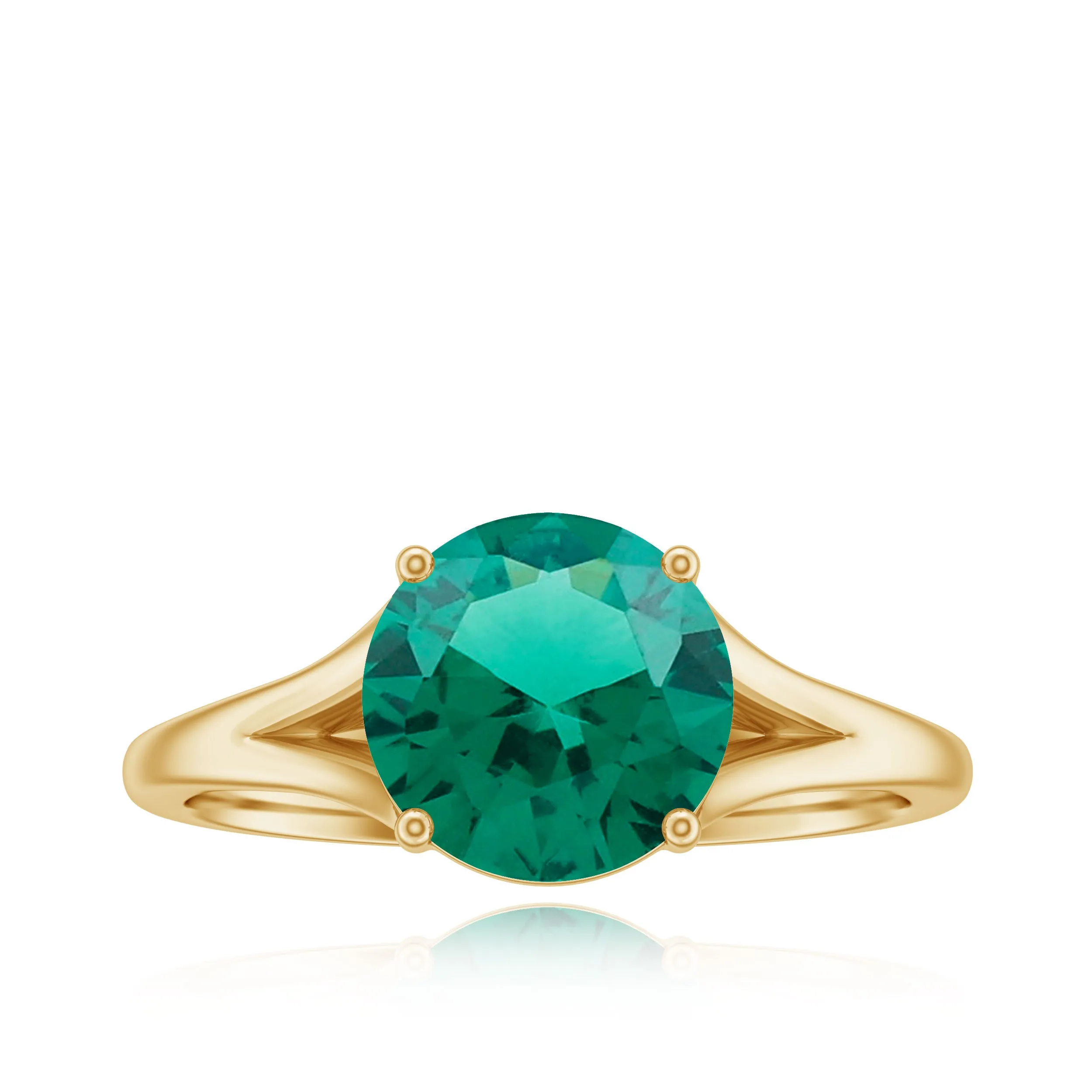 Solitaire Promise Ring with 2 CT Lab Created Emerald and Diamond