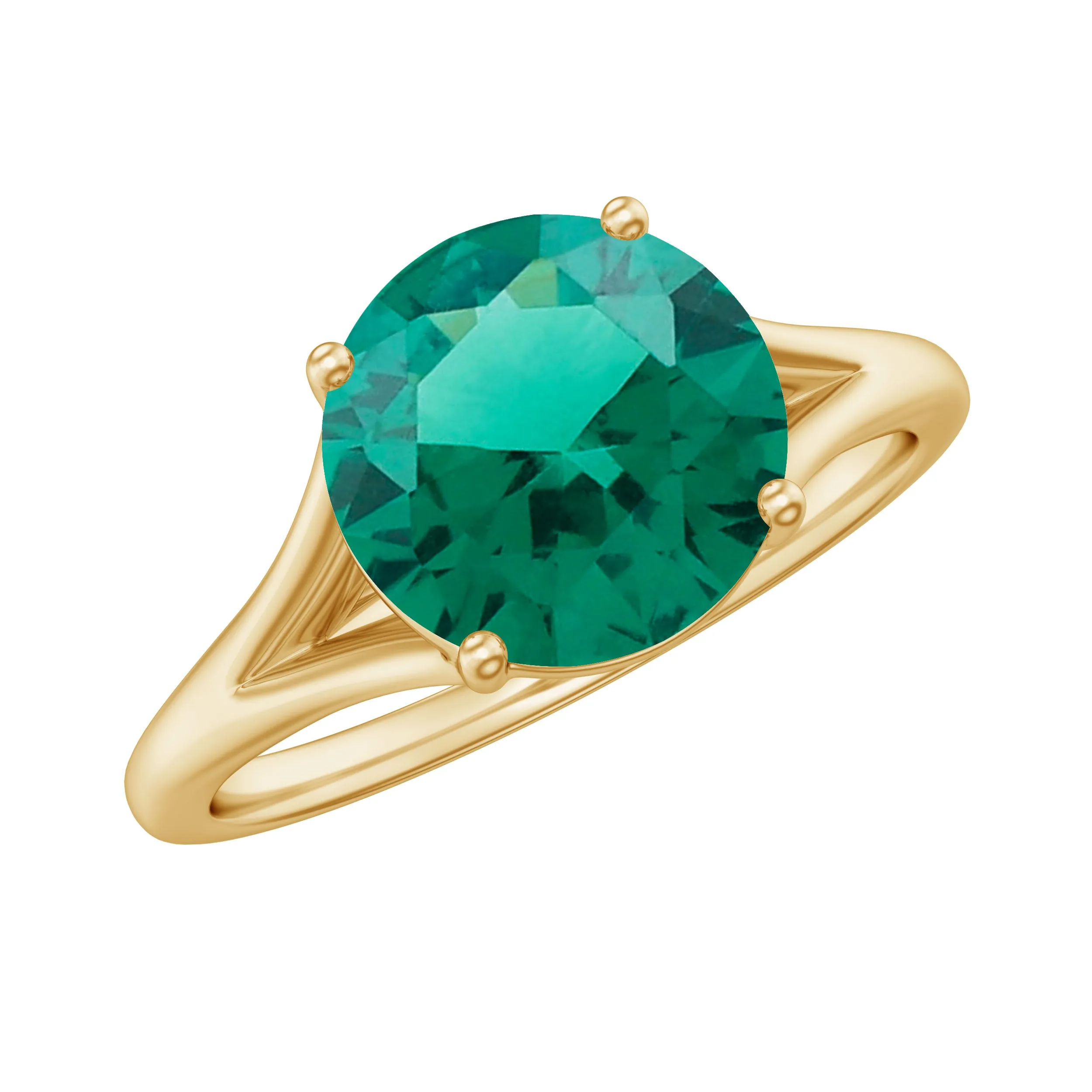 Solitaire Promise Ring with 2 CT Lab Created Emerald and Diamond