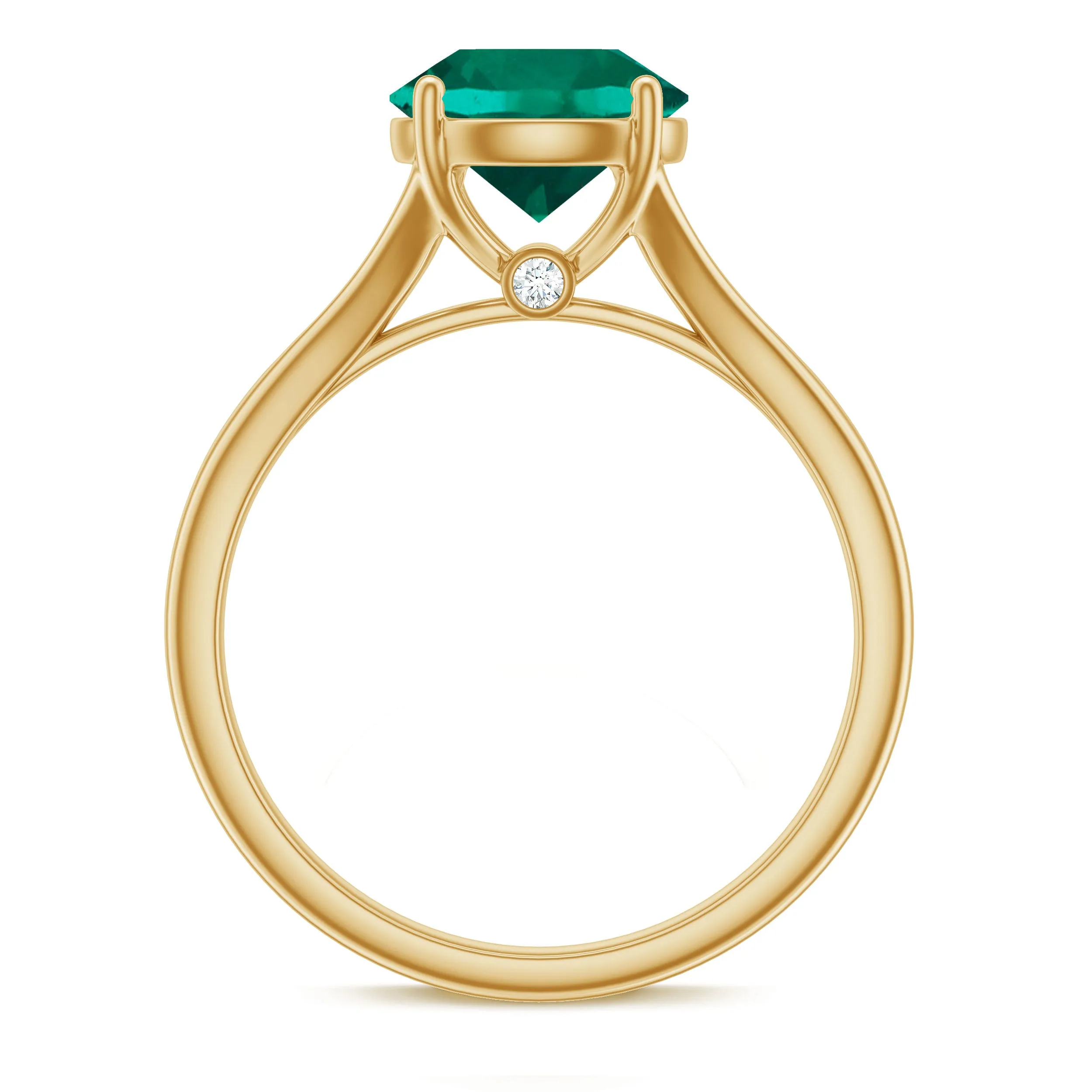 Solitaire Promise Ring with 2 CT Lab Created Emerald and Diamond