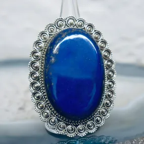 Special Edition Large Lapis Ring Vintage Design (925) Sterling Silver
