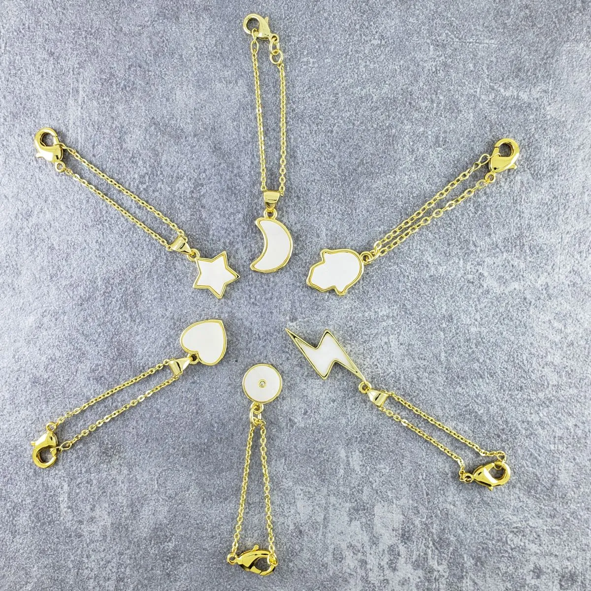 Star White Gold Slim Link Chain Watch Charm For Women