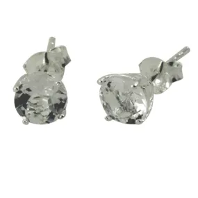 Sterling White Topaz Stud Earrings