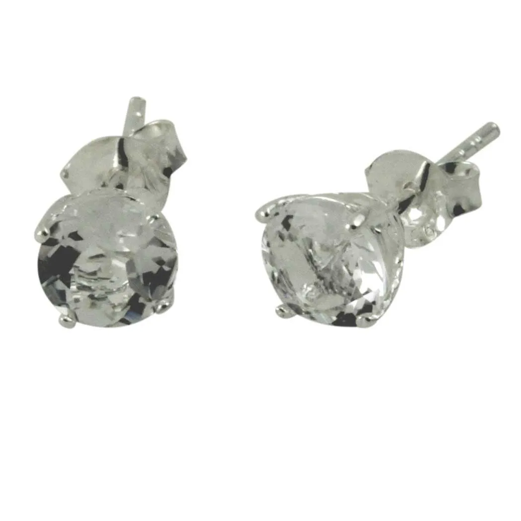 Sterling White Topaz Stud Earrings