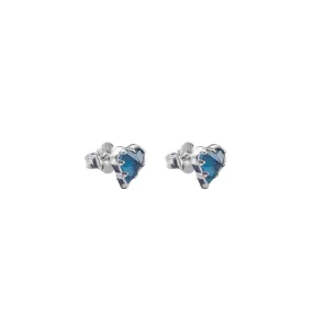 Stolen Girlfriends Club Liquid Heart Stud Earrings - Sterling Silver & London Topaz