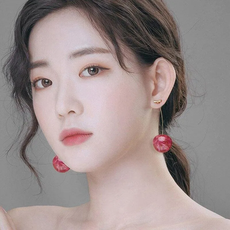Sweet Cherry Acrylic Geometric Drop Earrings