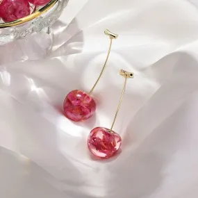 Sweet Cherry Acrylic Geometric Drop Earrings