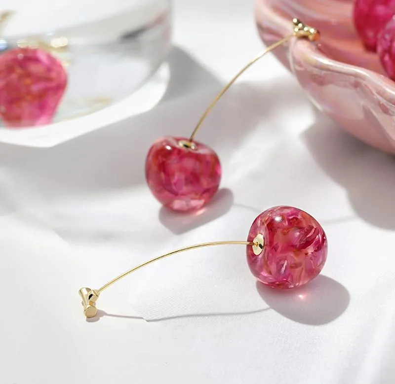 Sweet Cherry Acrylic Geometric Drop Earrings