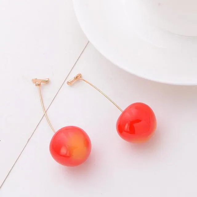 Sweet Cherry Acrylic Geometric Drop Earrings