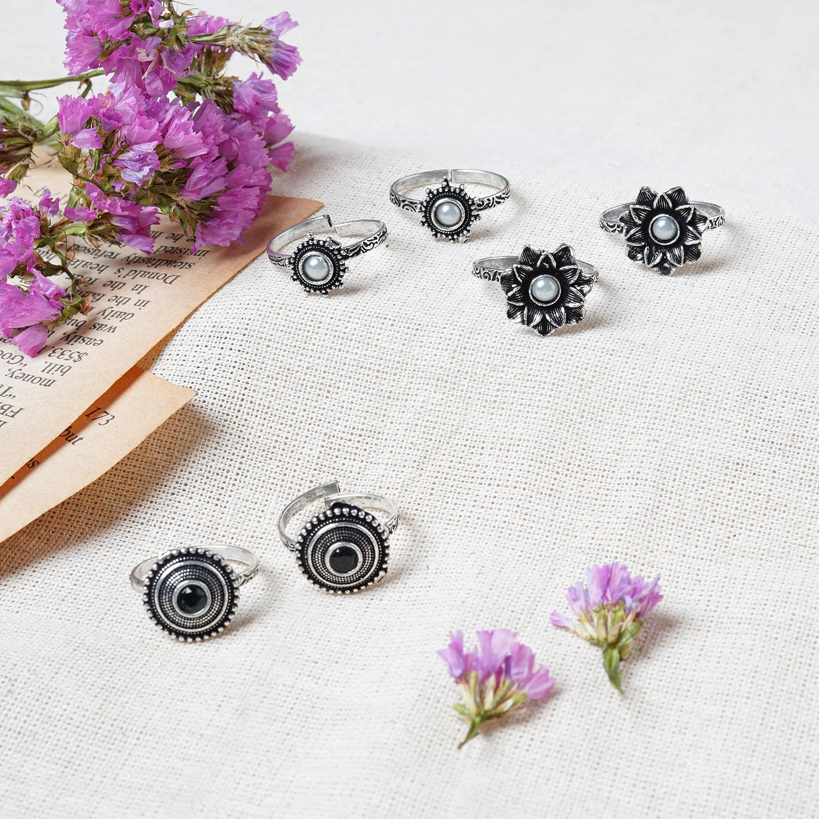 Teejh Aindri Set of 3 Silver Toe Rings