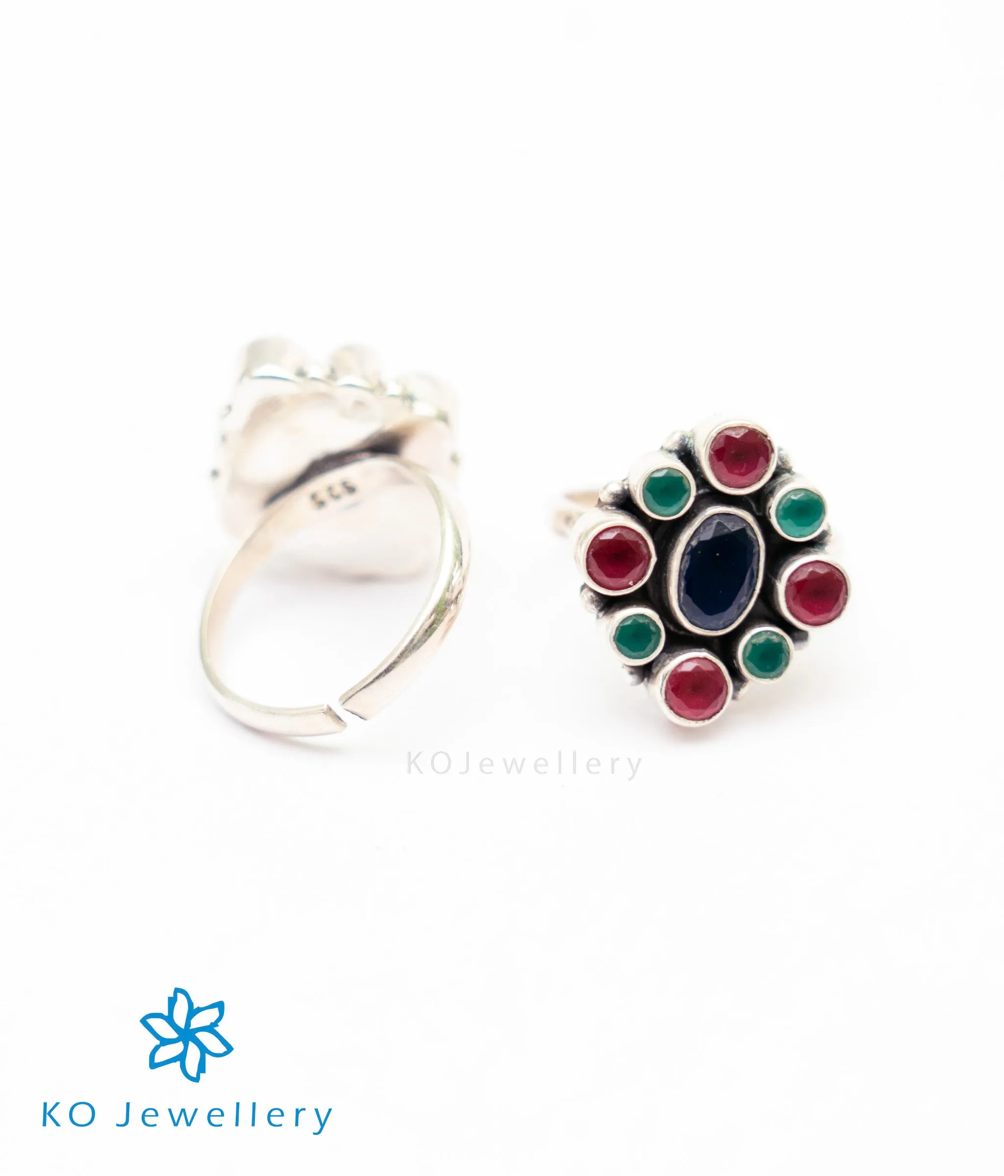 The Pahal Silver Toe-Rings (Multicolour)