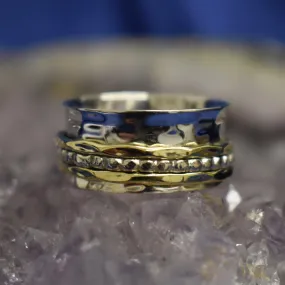 Thick Two Tone Spinner Ring (925) Sterling Silver