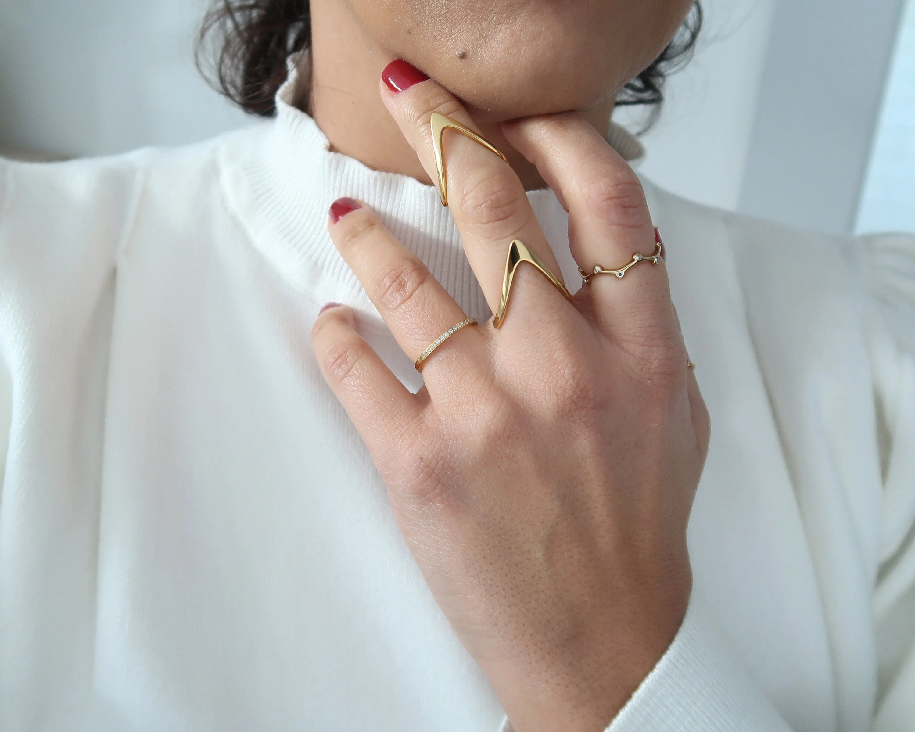 Thin 18K Gold Plated CZ Band Ring