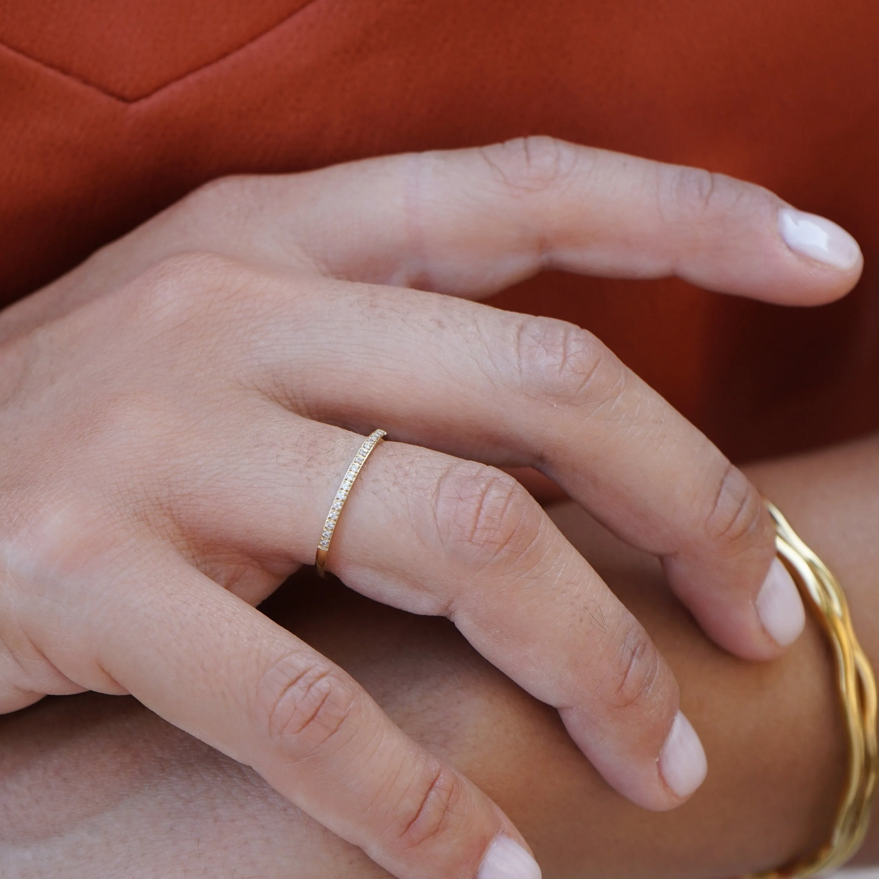 Thin 18K Gold Plated CZ Band Ring