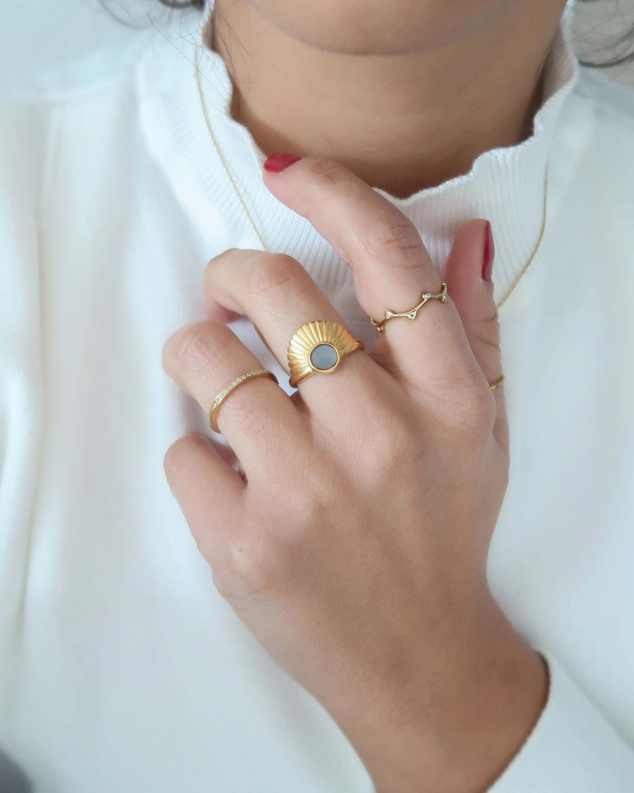 Thin 18K Gold Plated CZ Band Ring
