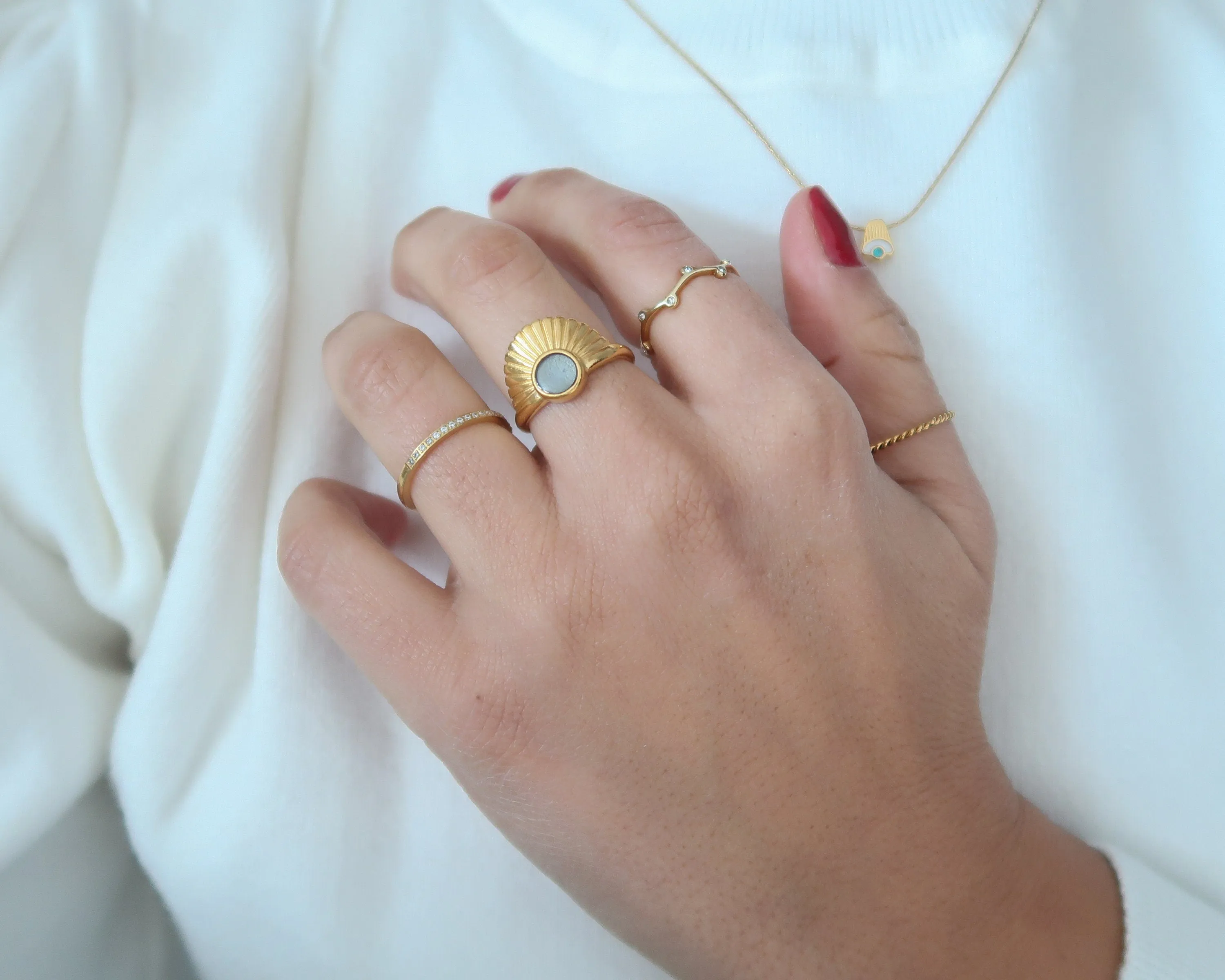 Thin 18K Gold Plated CZ Band Ring