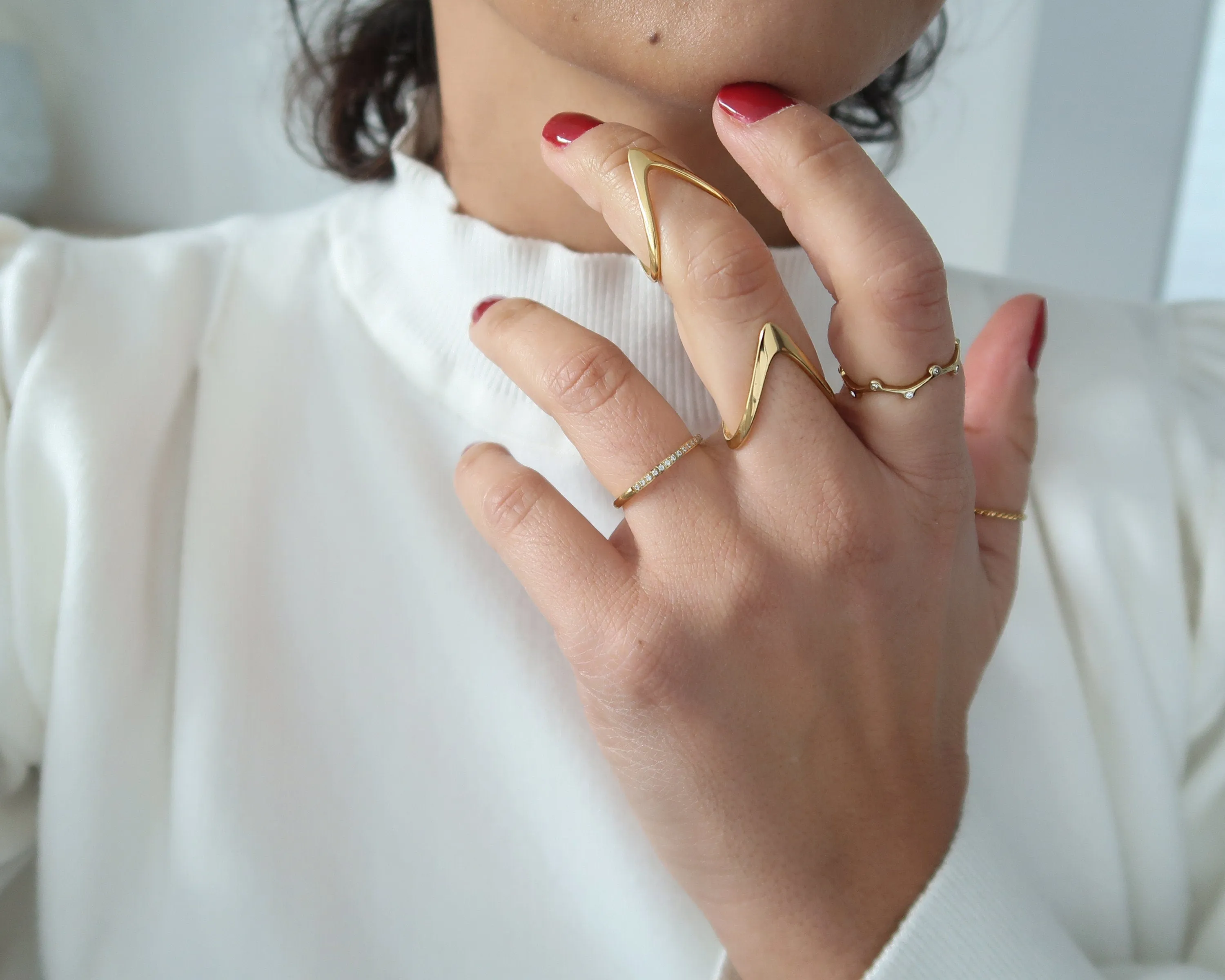 Thin 18K Gold Plated CZ Band Ring