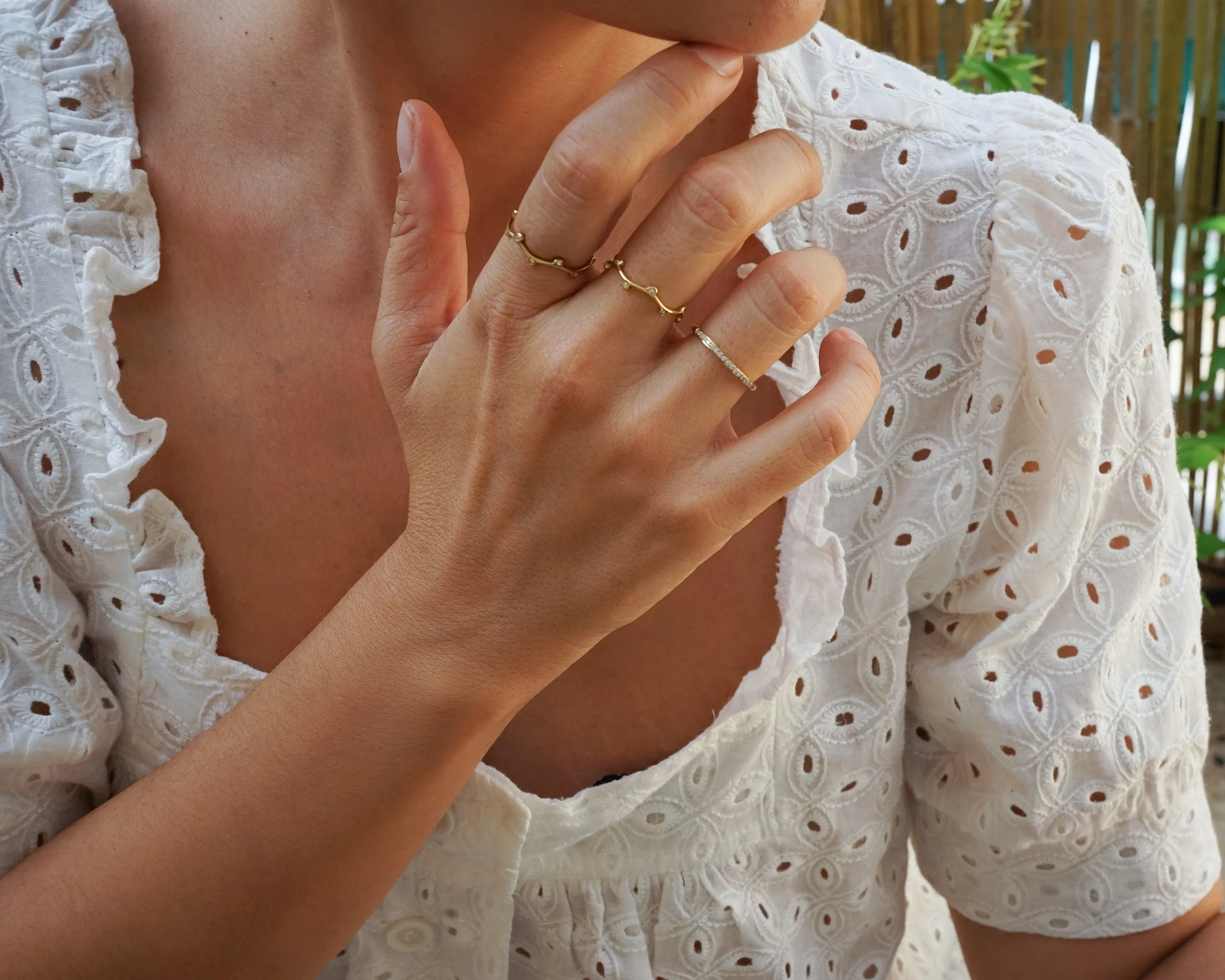Thin 18K Gold Plated CZ Band Ring