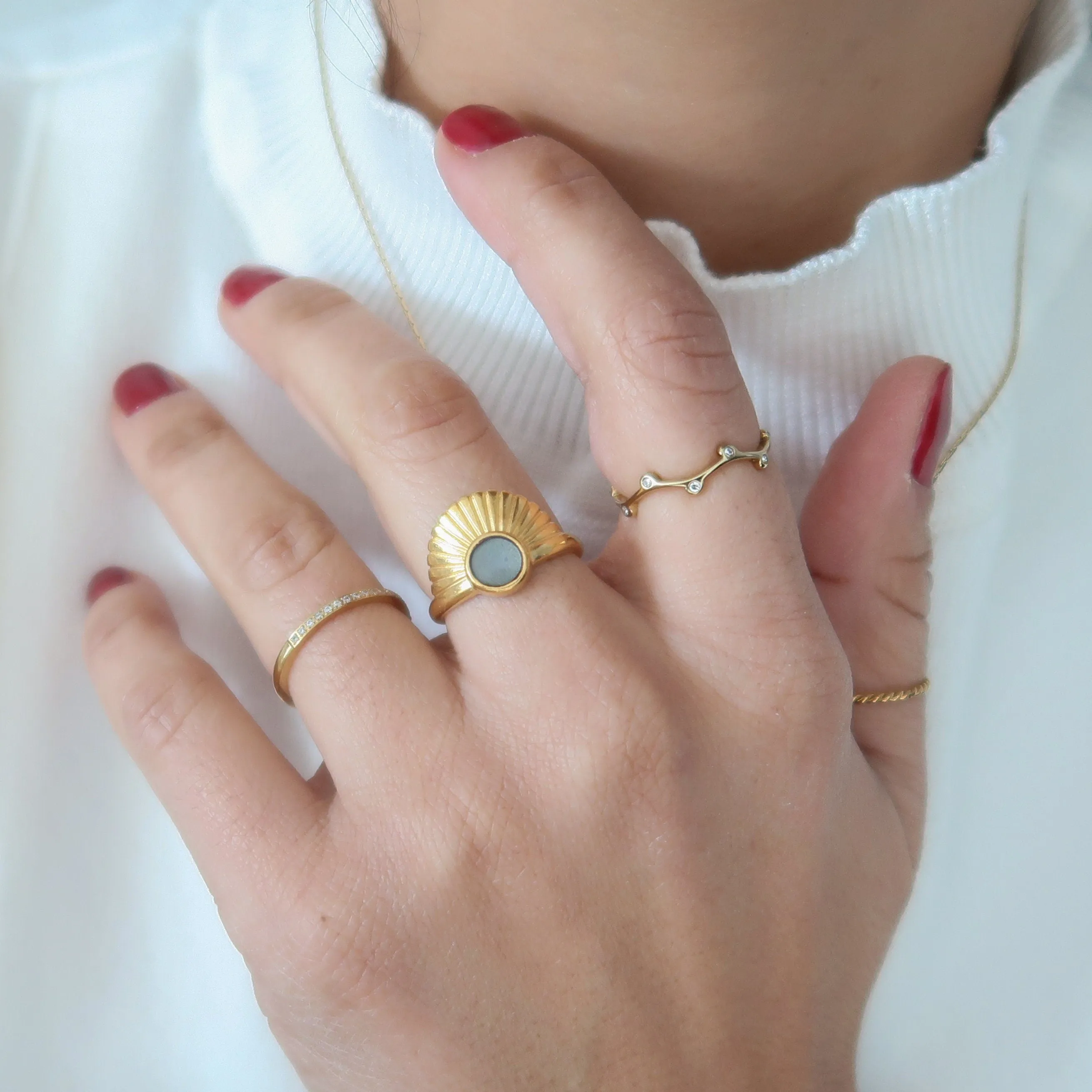 Thin 18K Gold Plated CZ Band Ring