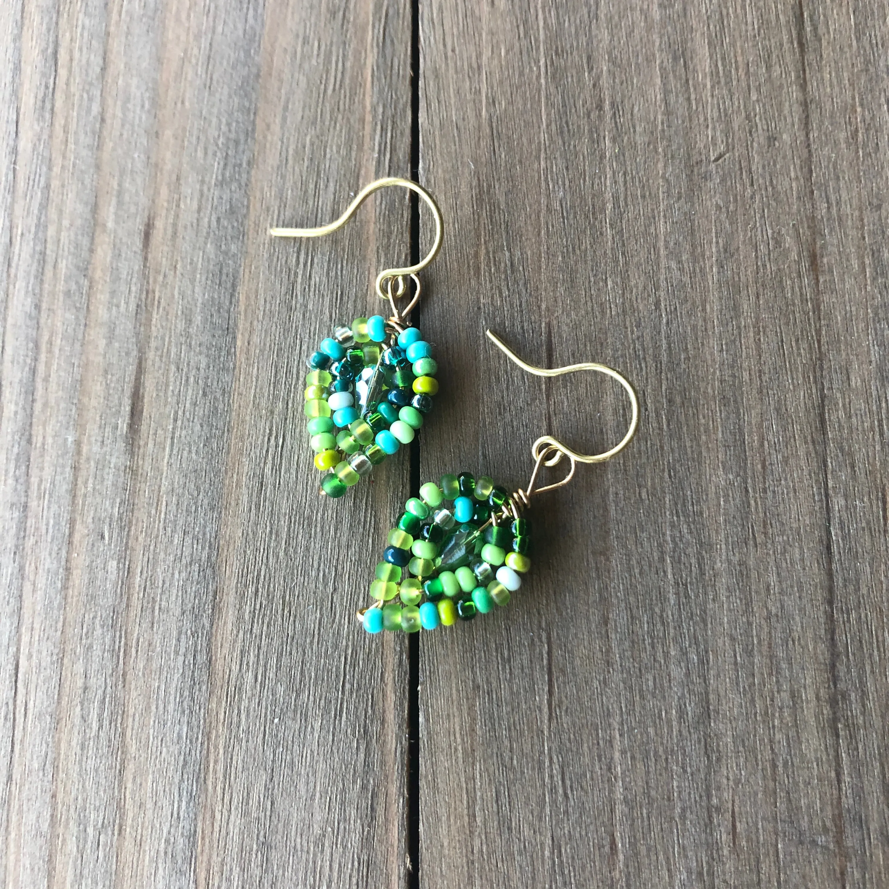 Tiny Beaded Petal Earrings