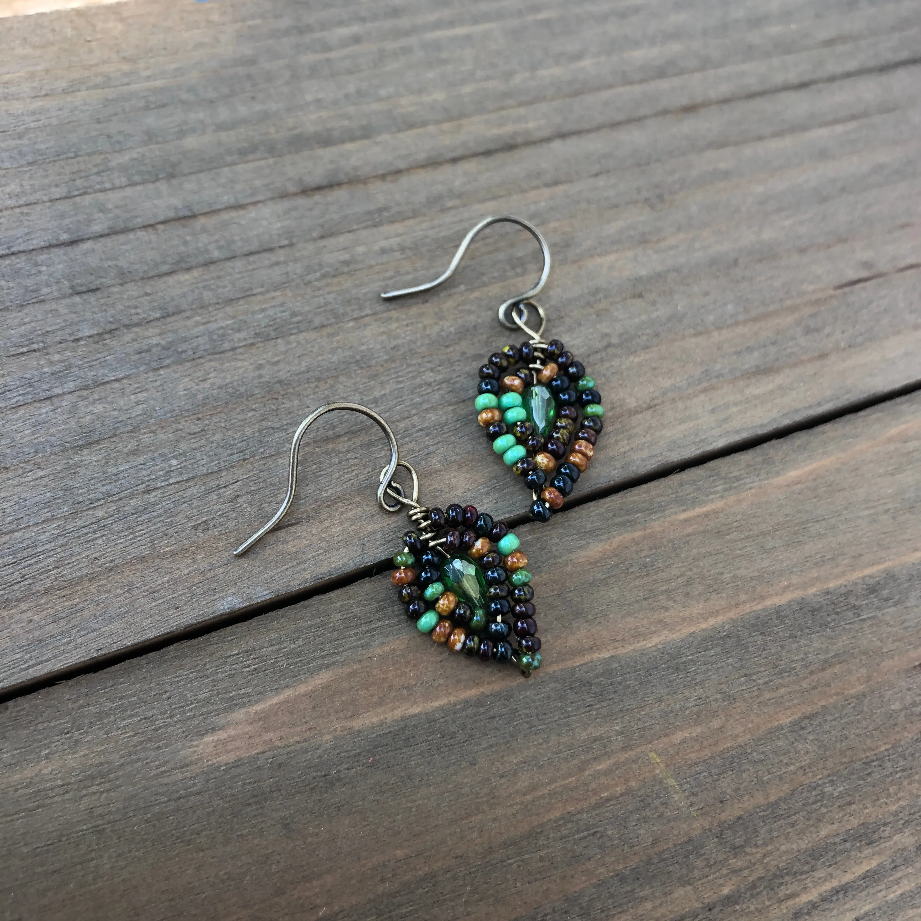 Tiny Beaded Petal Earrings