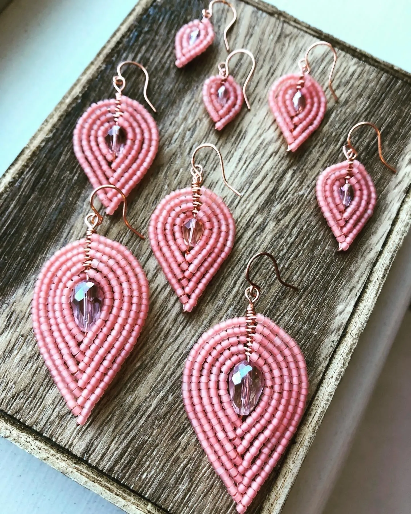 Tiny Beaded Petal Earrings