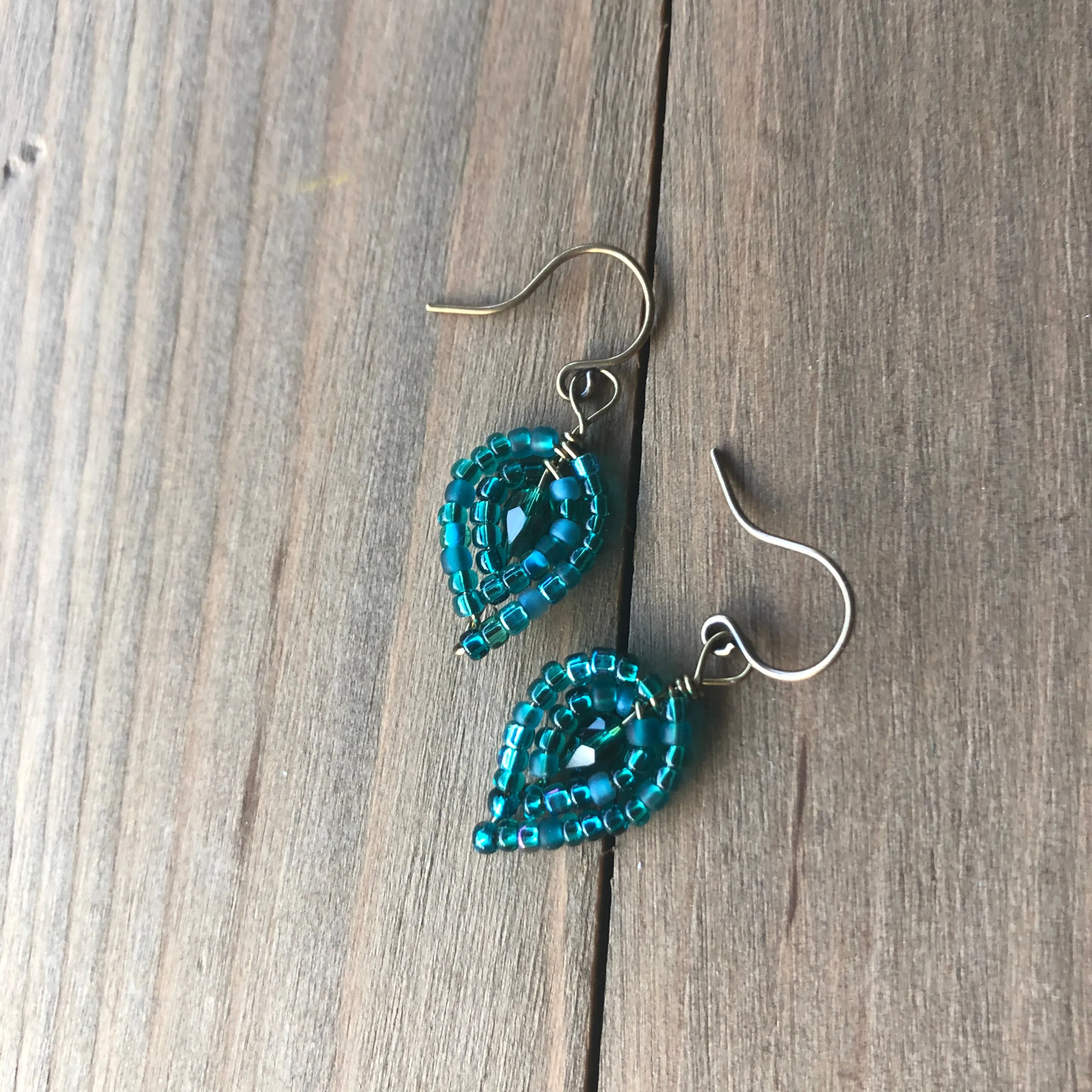 Tiny Beaded Petal Earrings