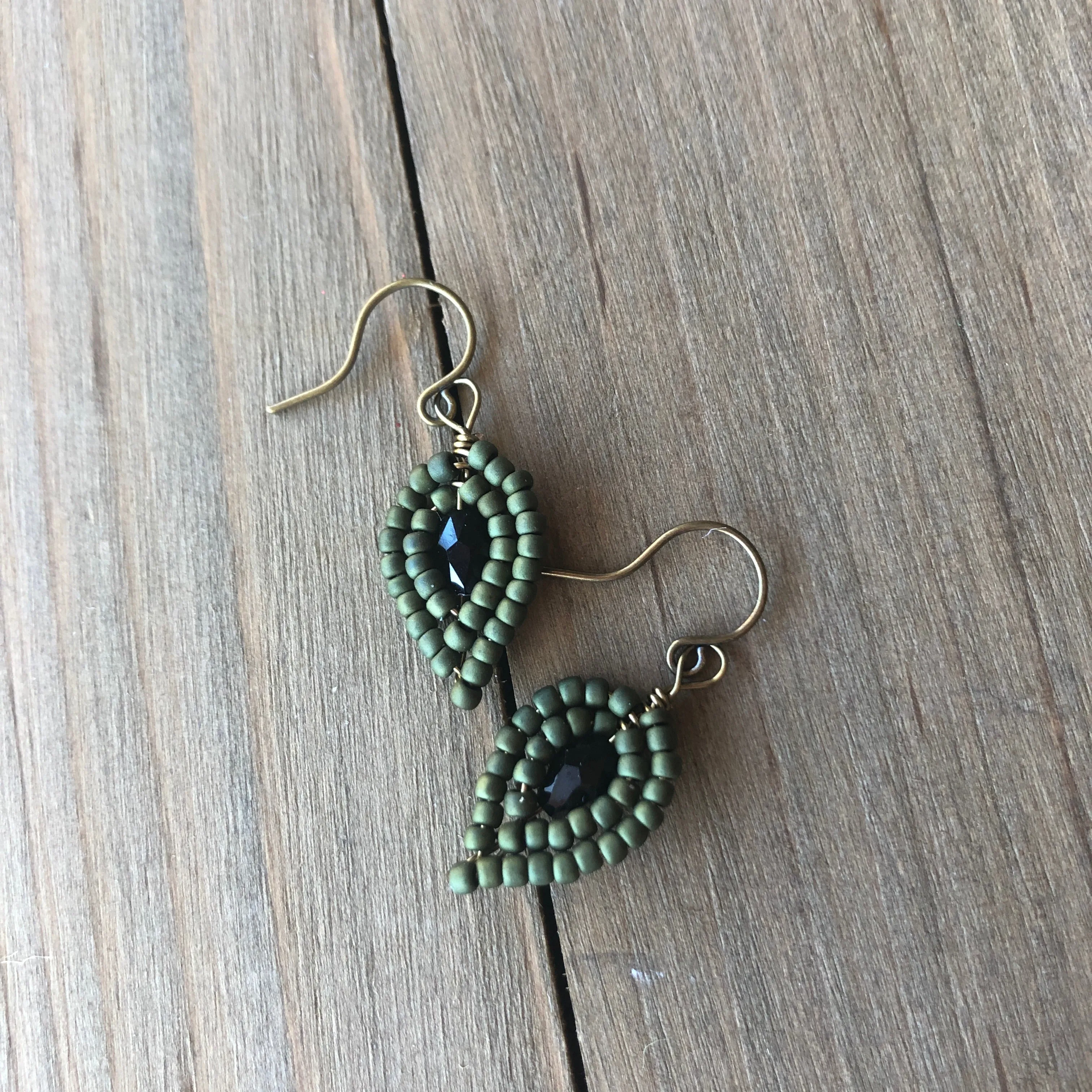 Tiny Beaded Petal Earrings