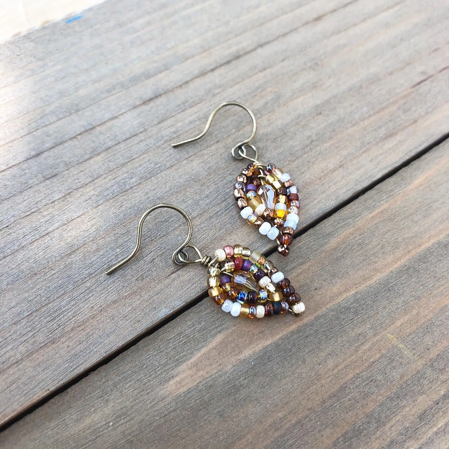 Tiny Beaded Petal Earrings