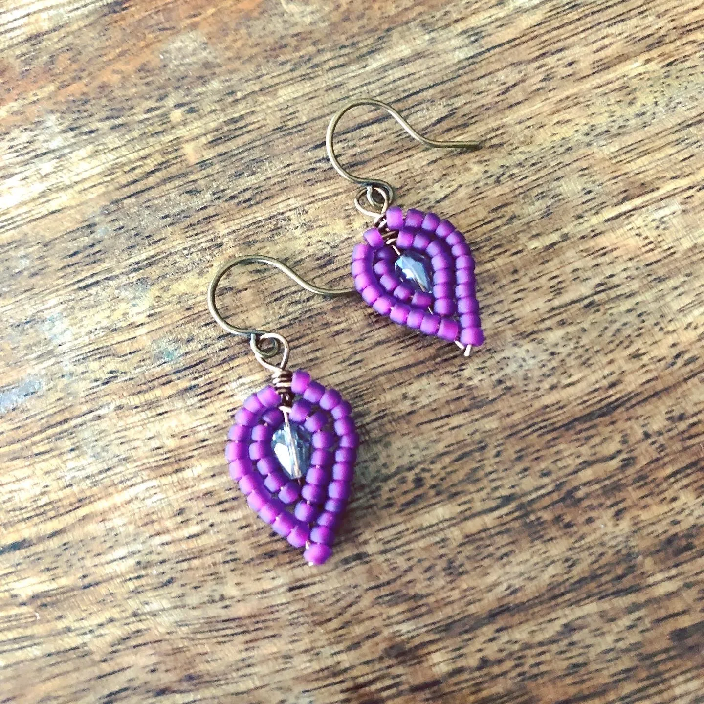 Tiny Beaded Petal Earrings