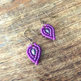 Tiny Beaded Petal Earrings