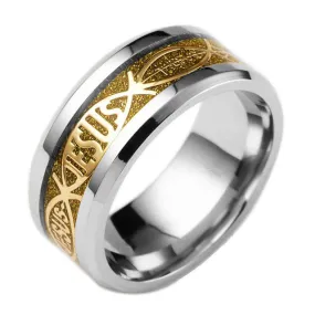 Titanium Steel Black Plated Christian Ring