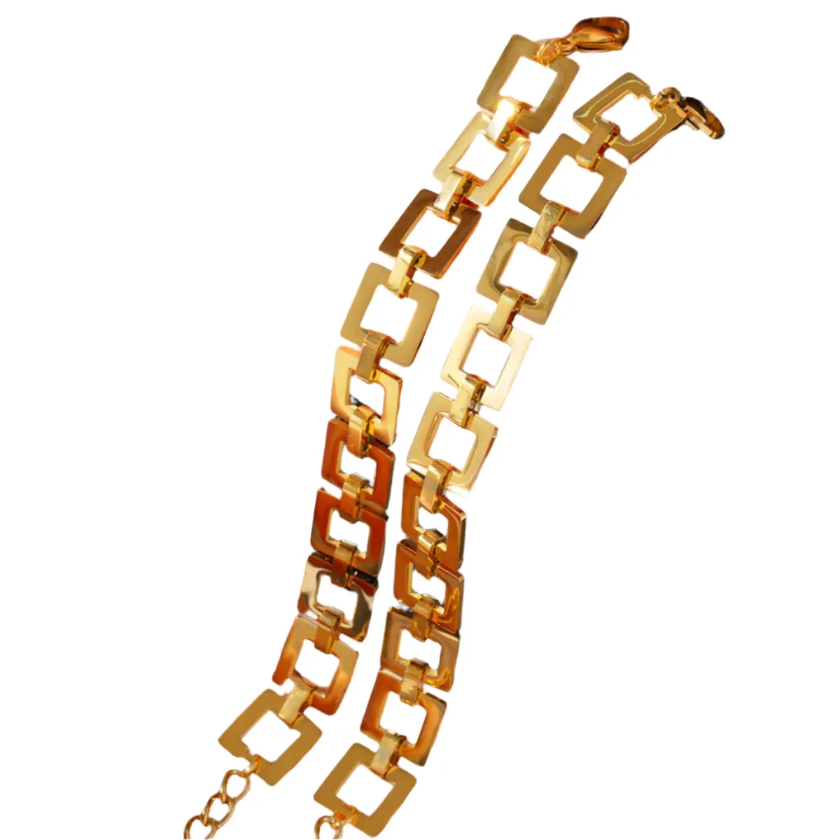 Titanium Steel Hollow Square Chain Bracelet