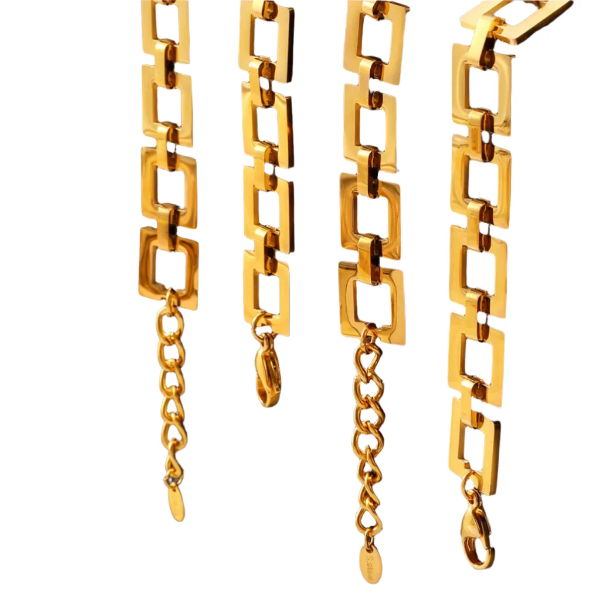 Titanium Steel Hollow Square Chain Bracelet
