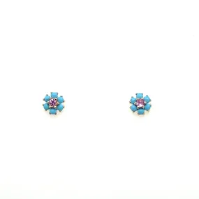 Turquoise Flower Stud Earrings