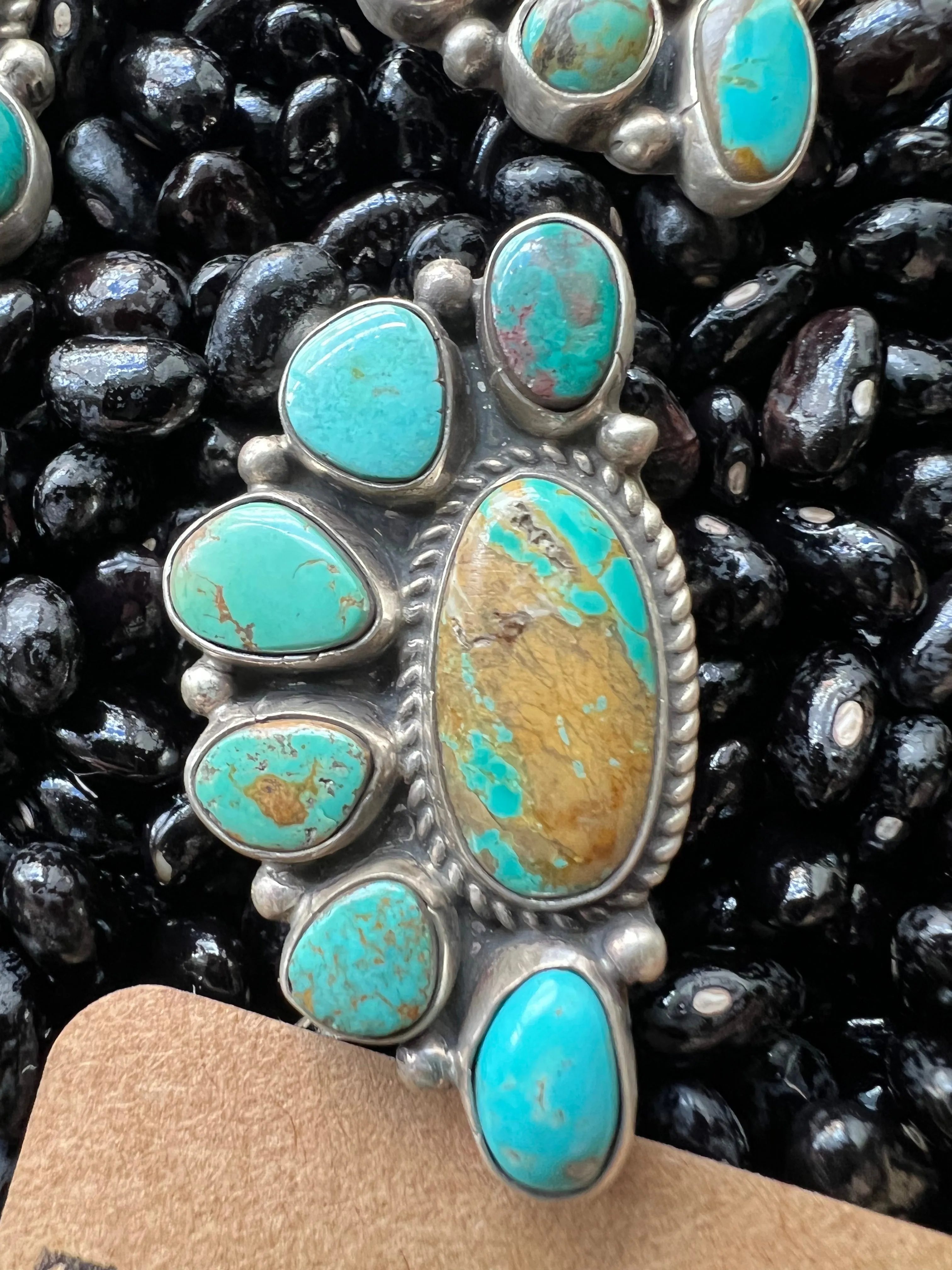 Turquoise Multi Half Cluster Ring