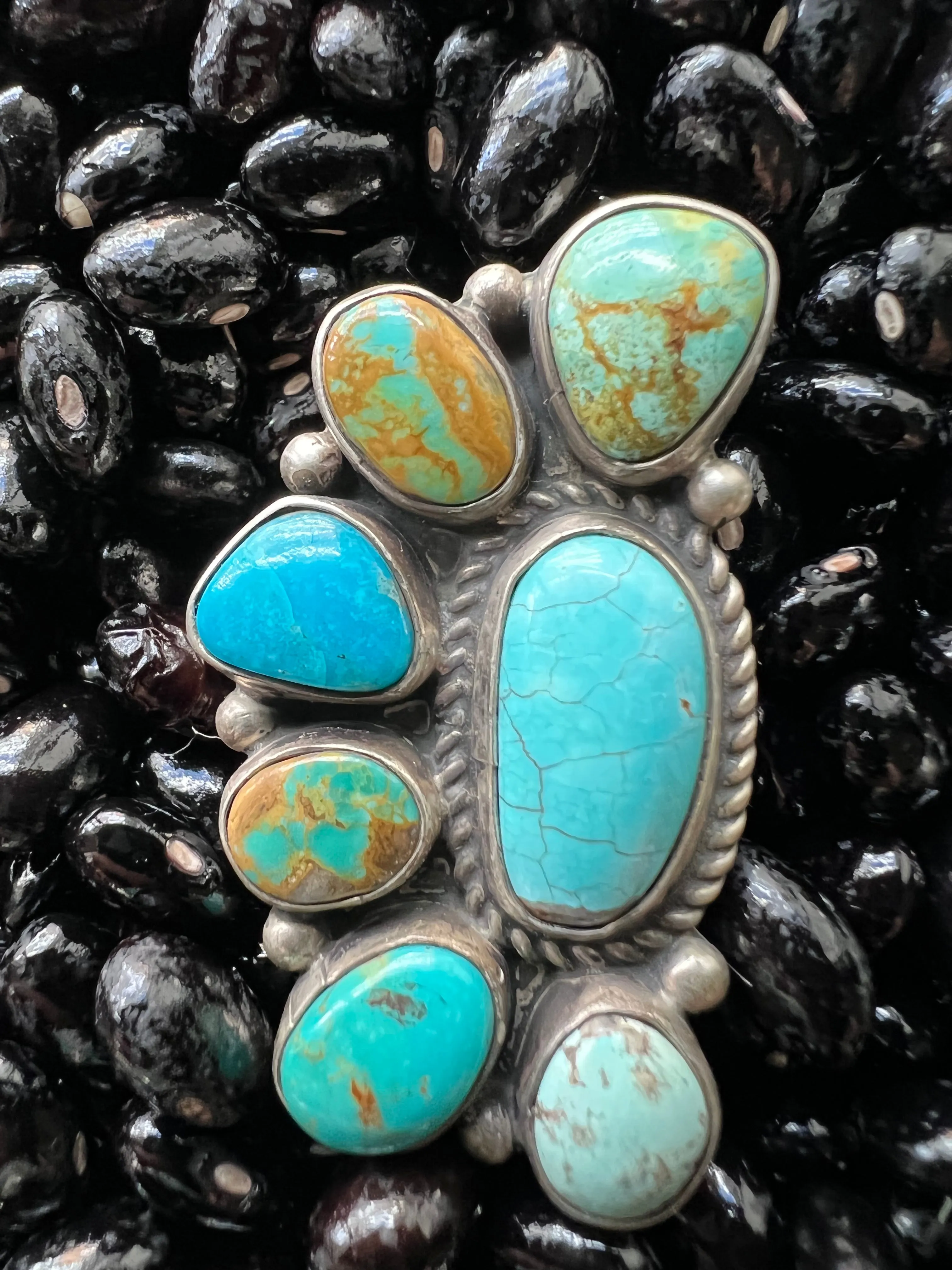 Turquoise Multi Half Cluster Ring