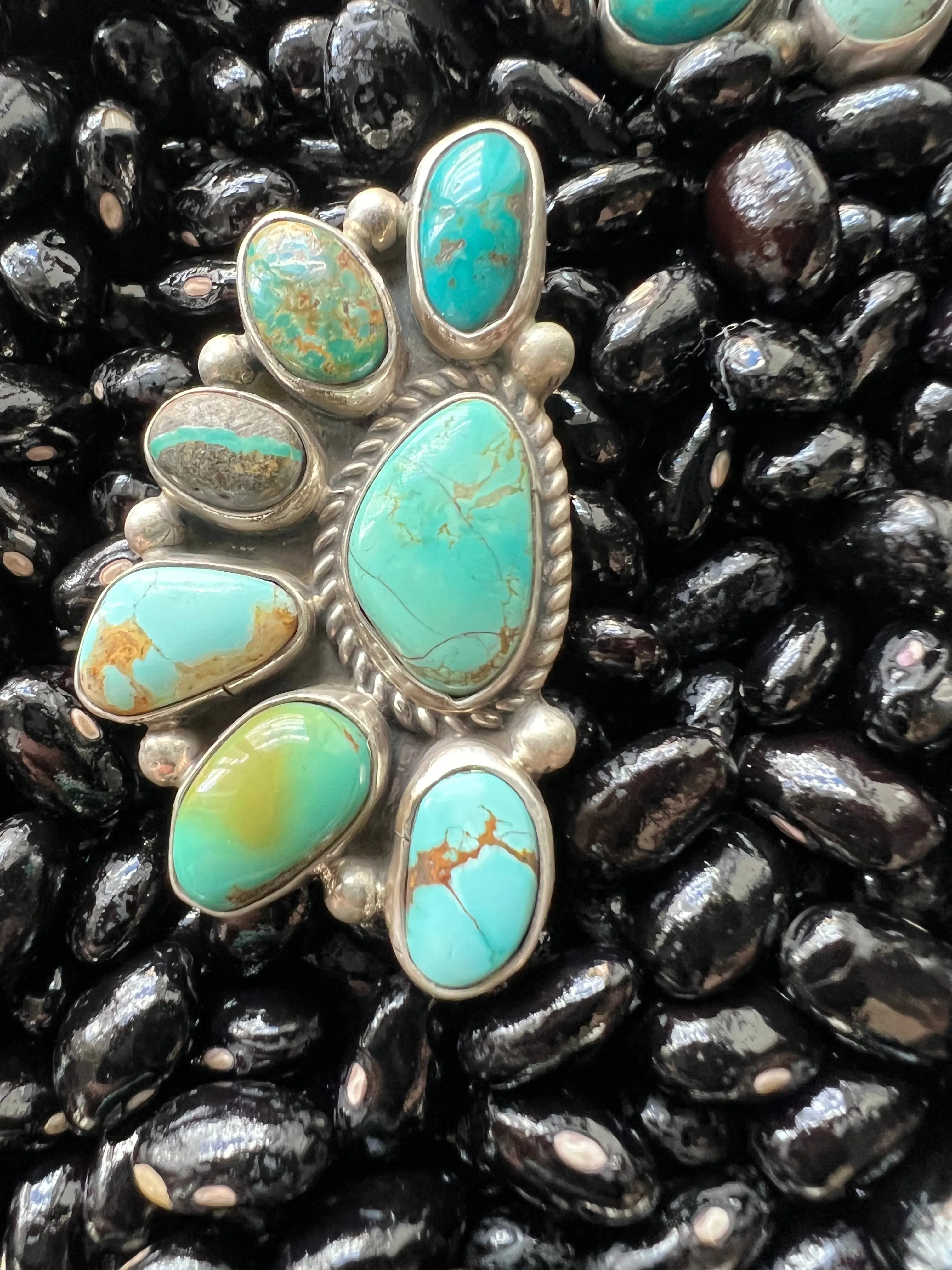 Turquoise Multi Half Cluster Ring
