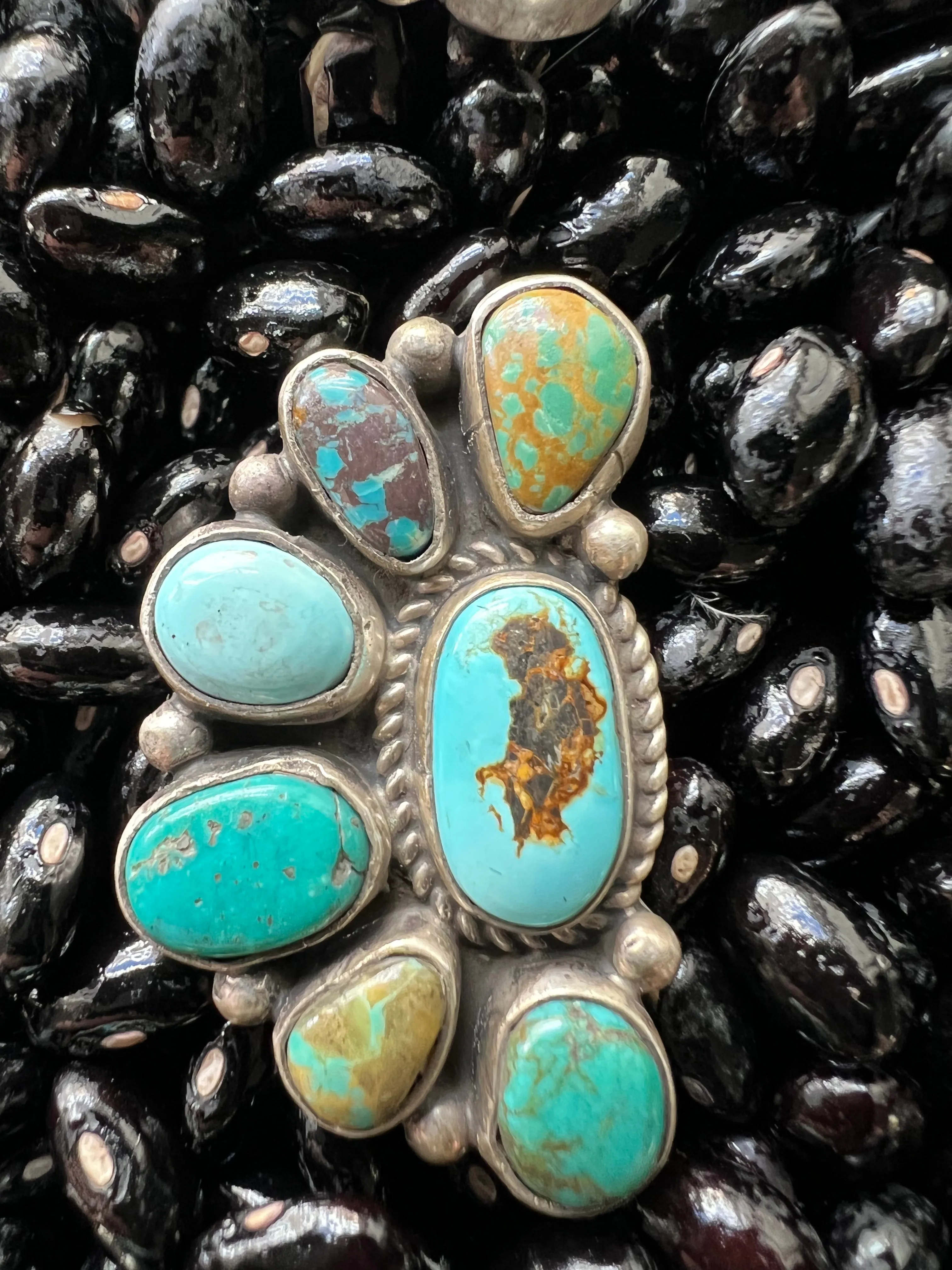 Turquoise Multi Half Cluster Ring