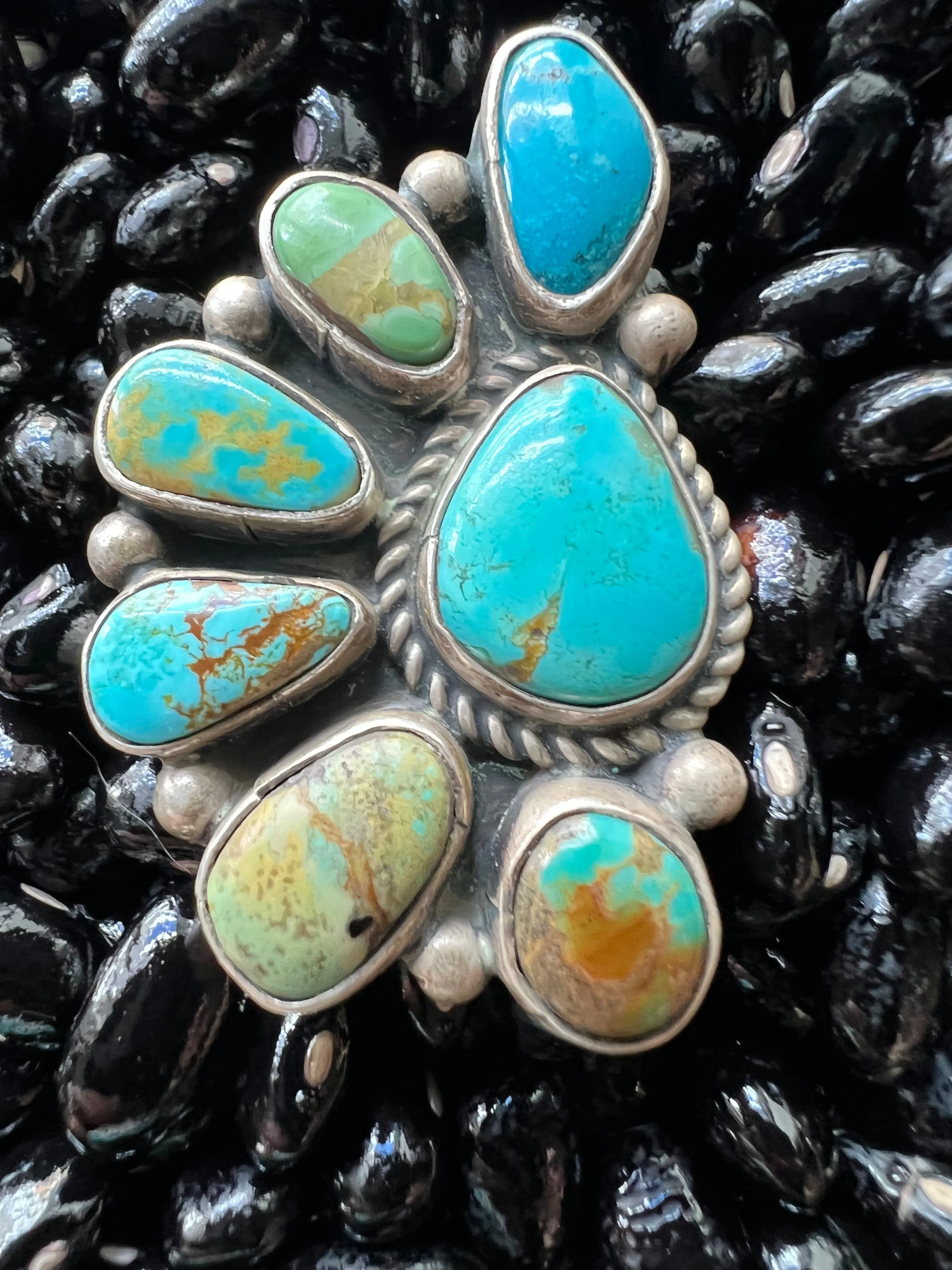 Turquoise Multi Half Cluster Ring