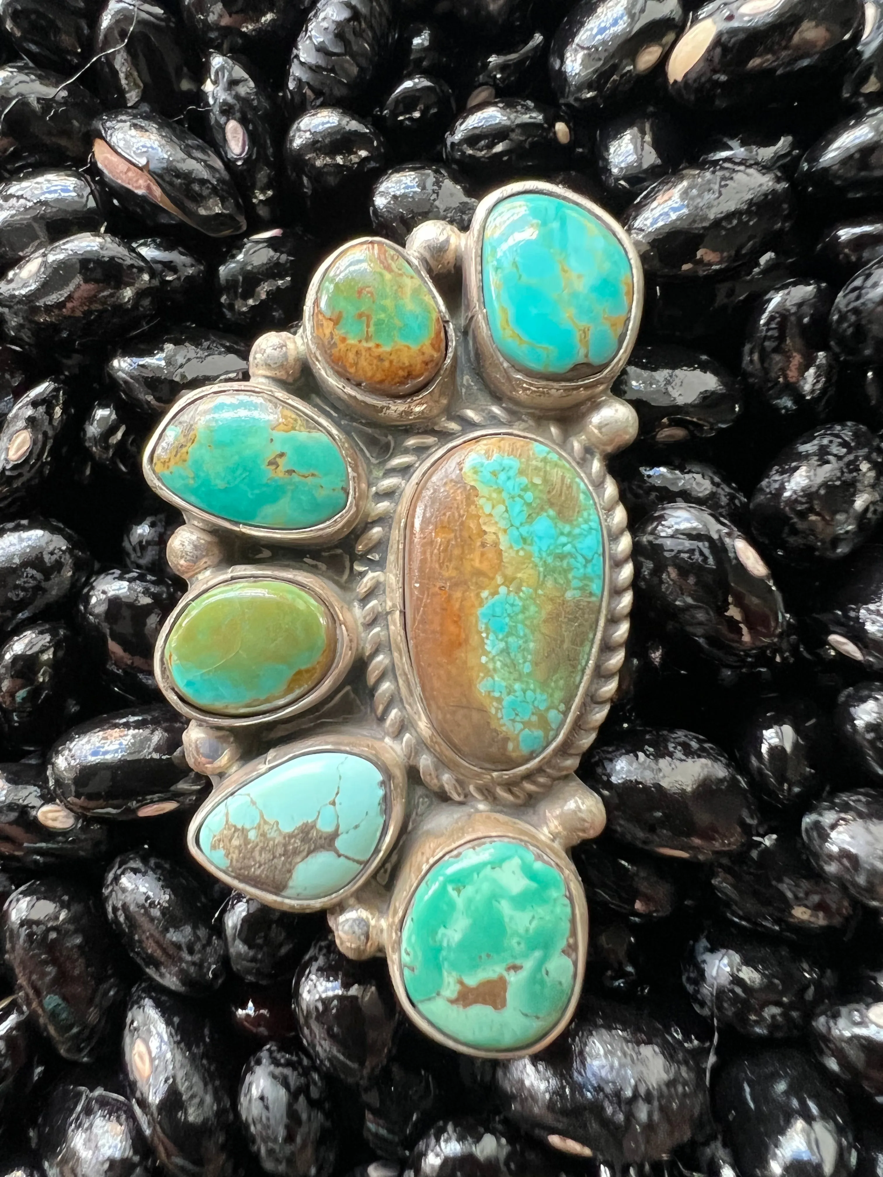 Turquoise Multi Half Cluster Ring