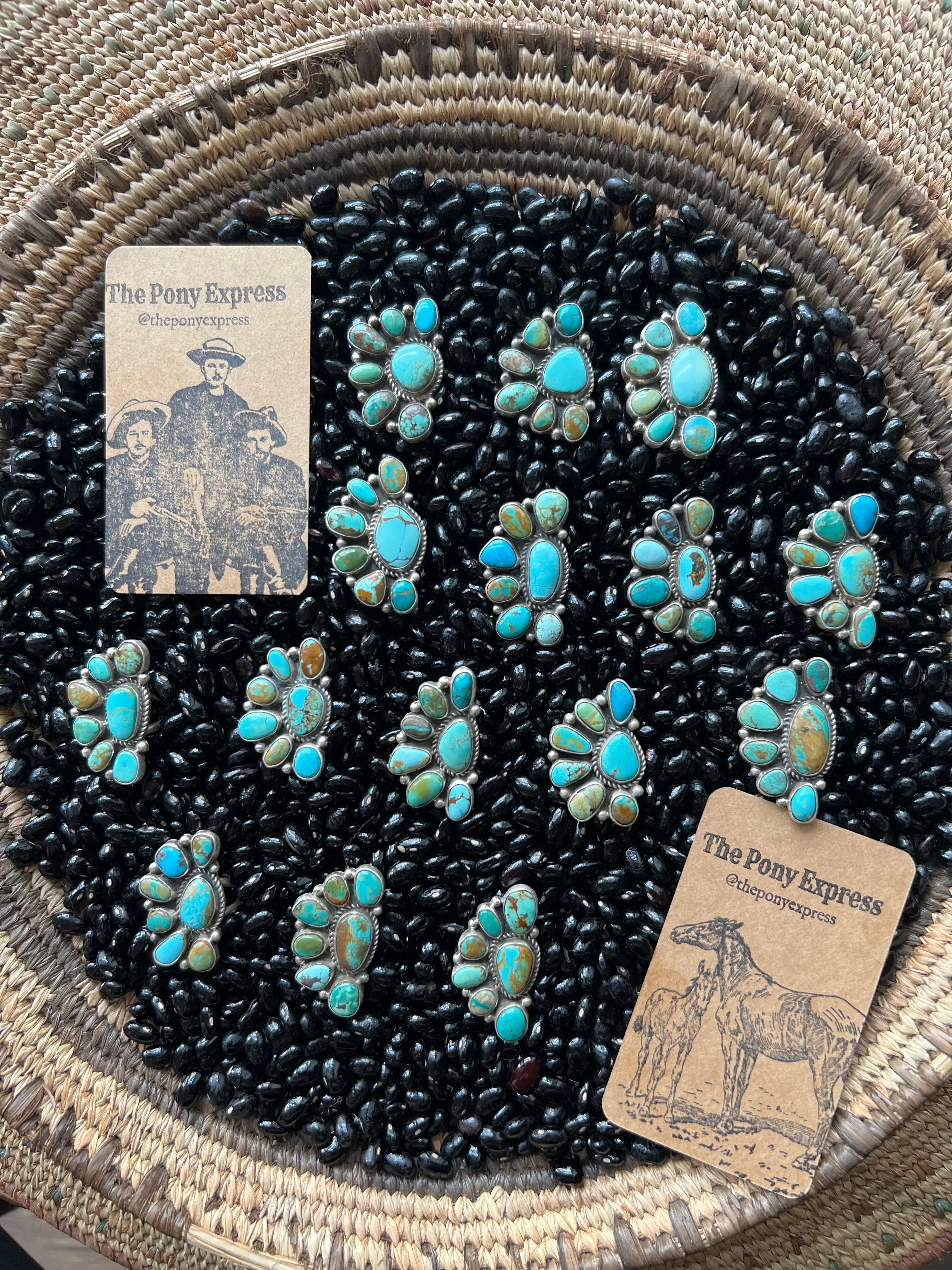Turquoise Multi Half Cluster Ring