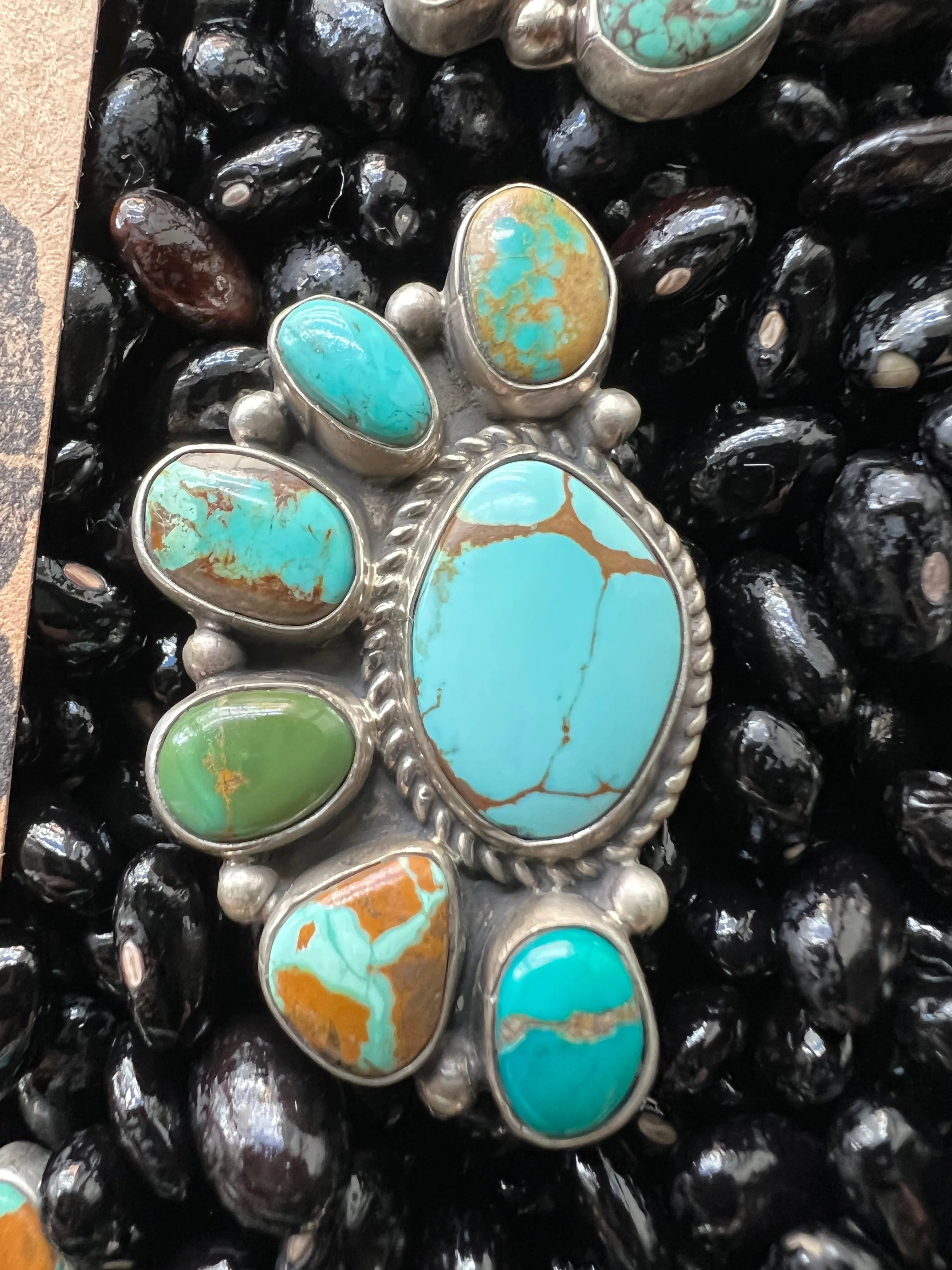 Turquoise Multi Half Cluster Ring