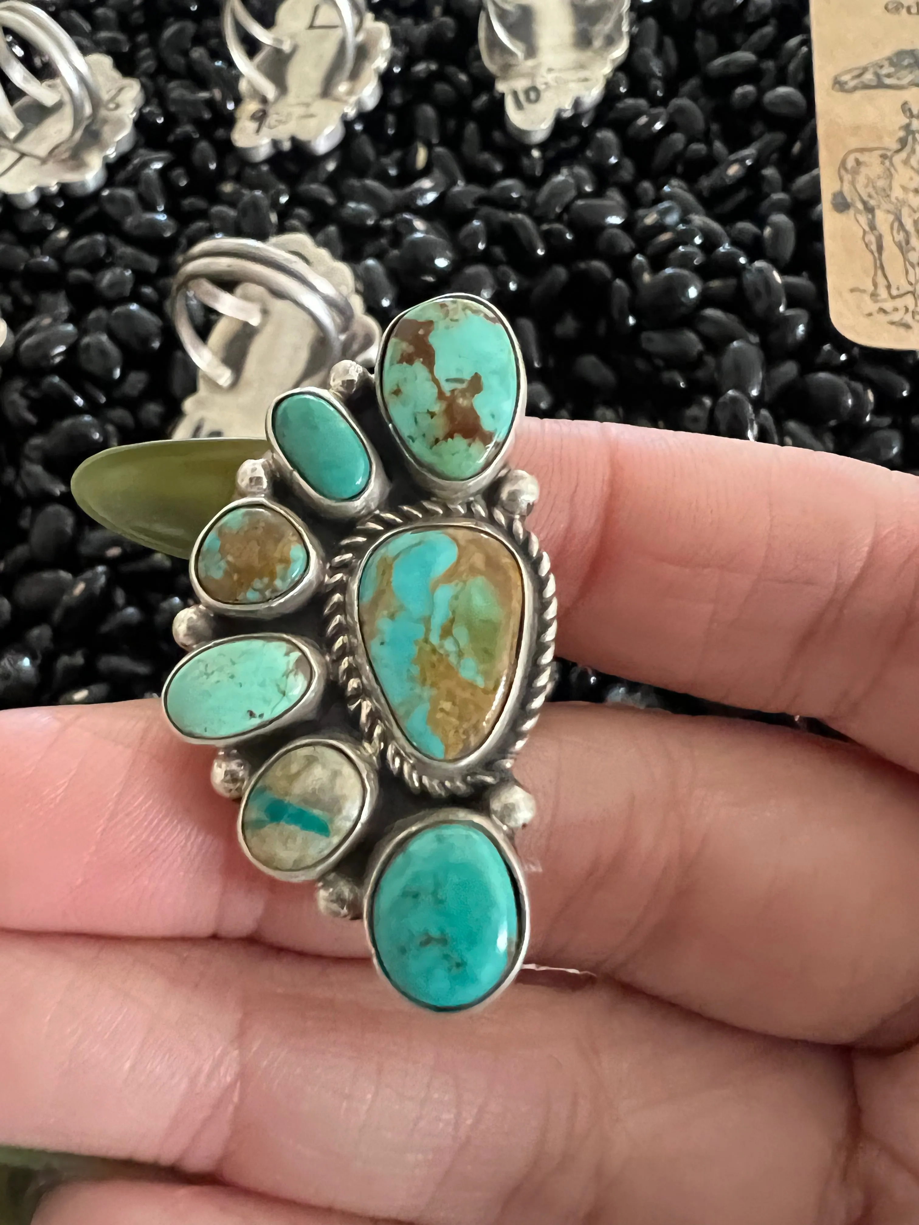Turquoise Multi Half Cluster Ring