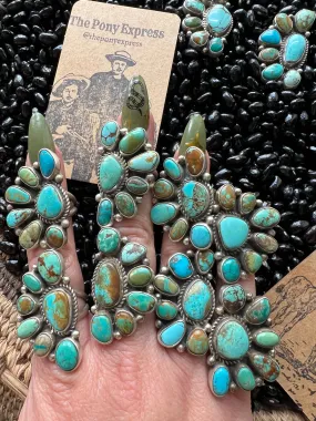 Turquoise Multi Half Cluster Ring
