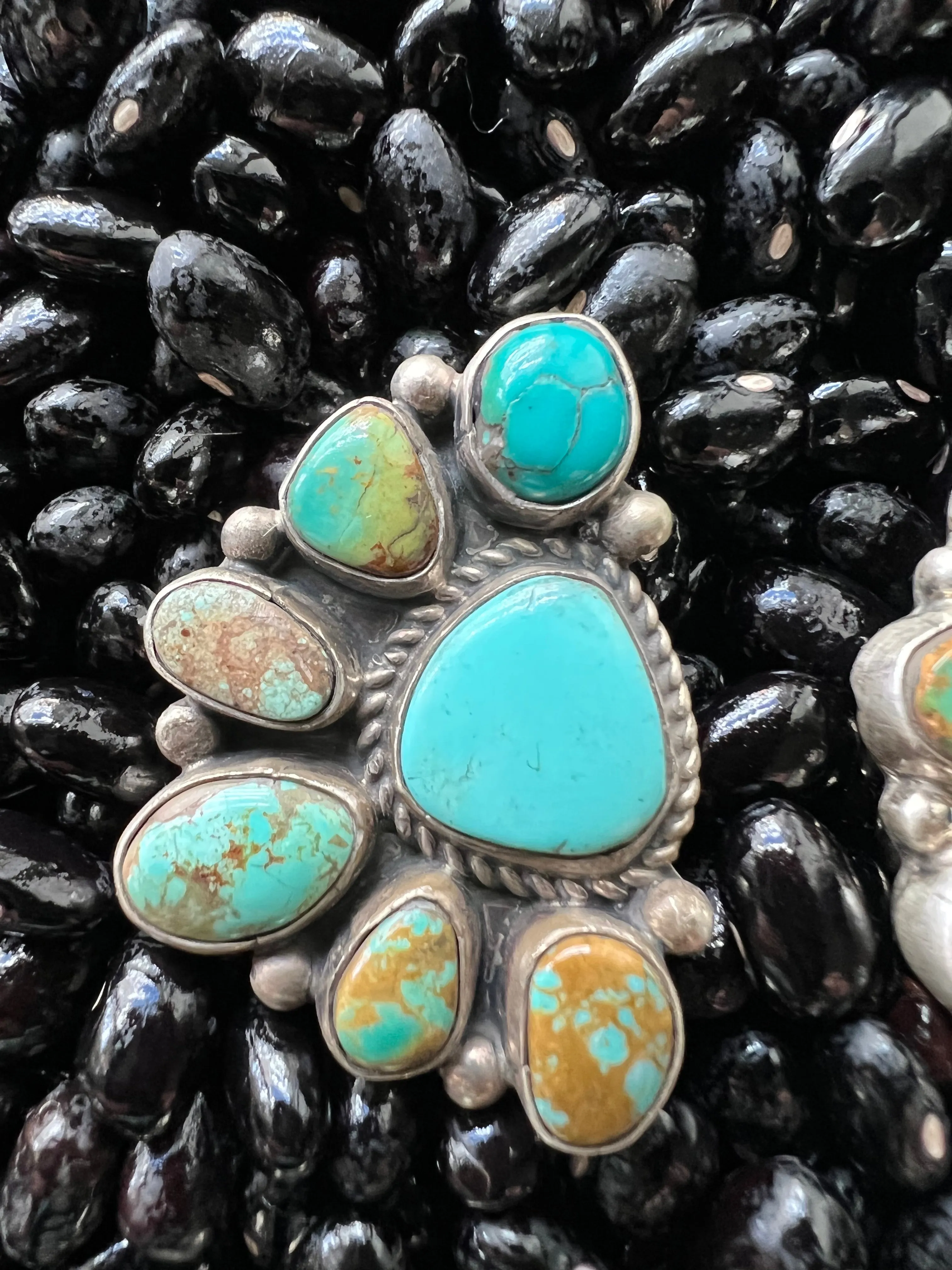 Turquoise Multi Half Cluster Ring