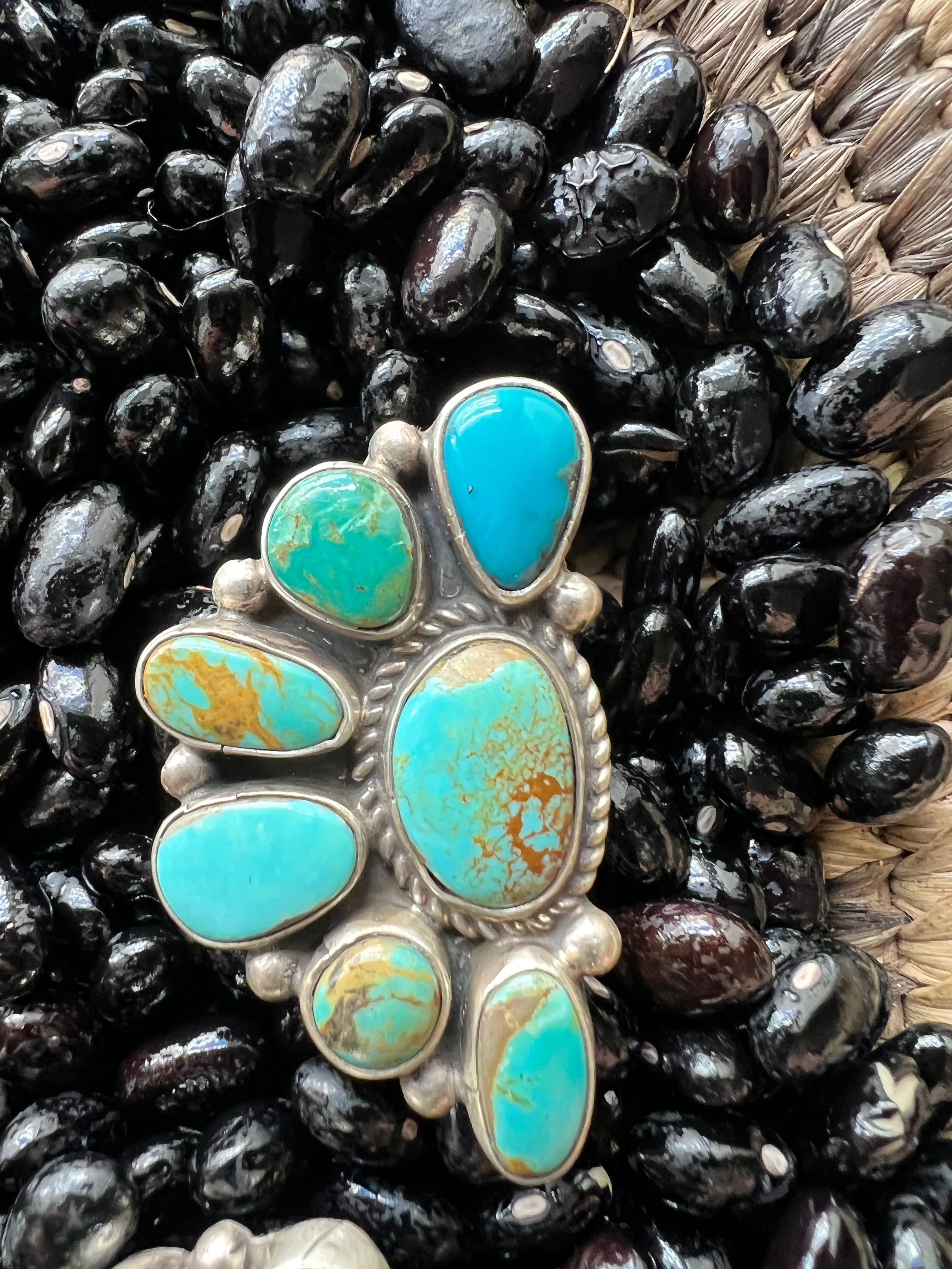 Turquoise Multi Half Cluster Ring